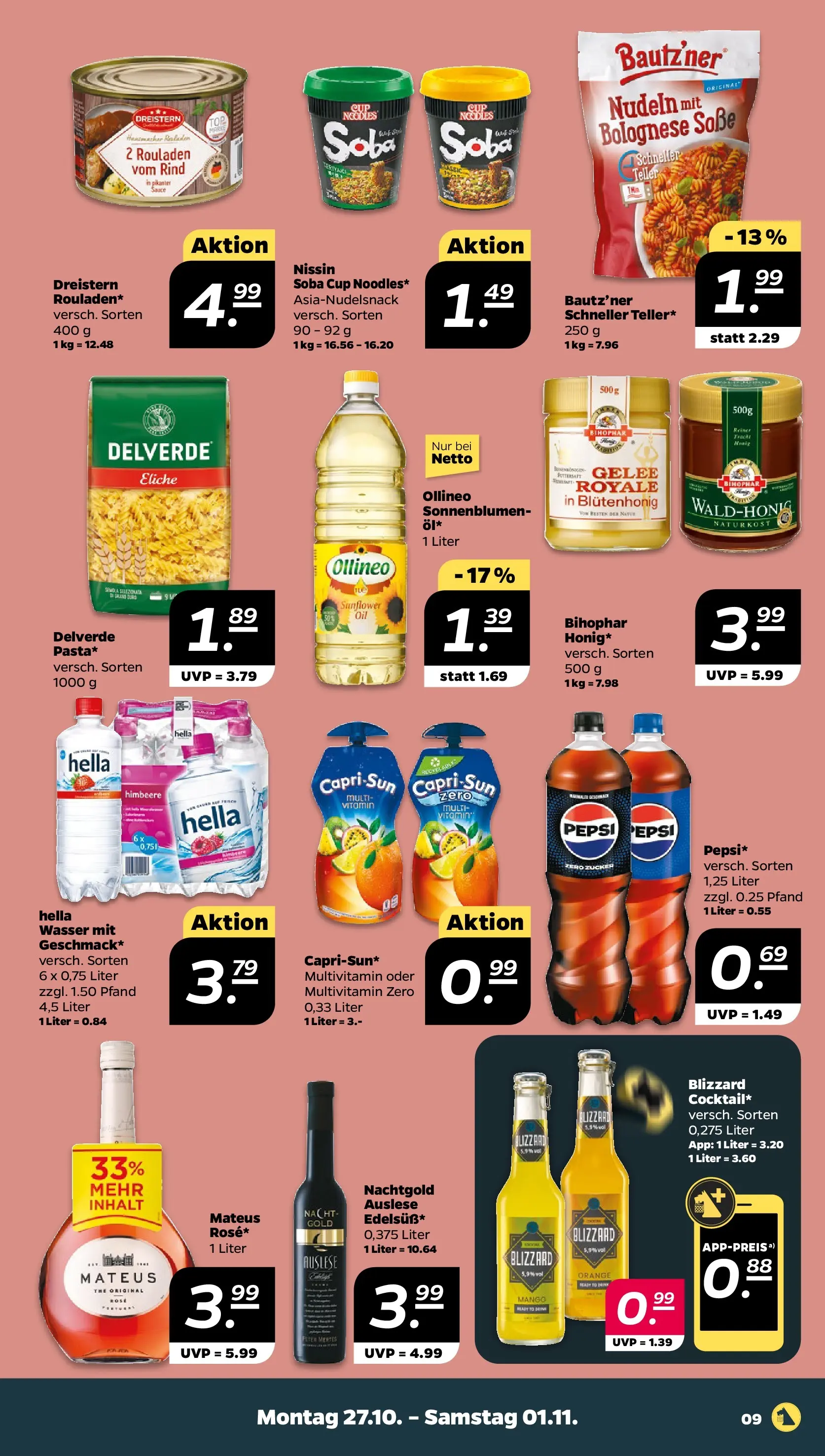 Netto - Netto APS : Wochenangebote ab 26.10.2025 → Angebote nächste Woche | Seite: 9 | Produkte: Wasser, Zucker, Mango, Pepsi