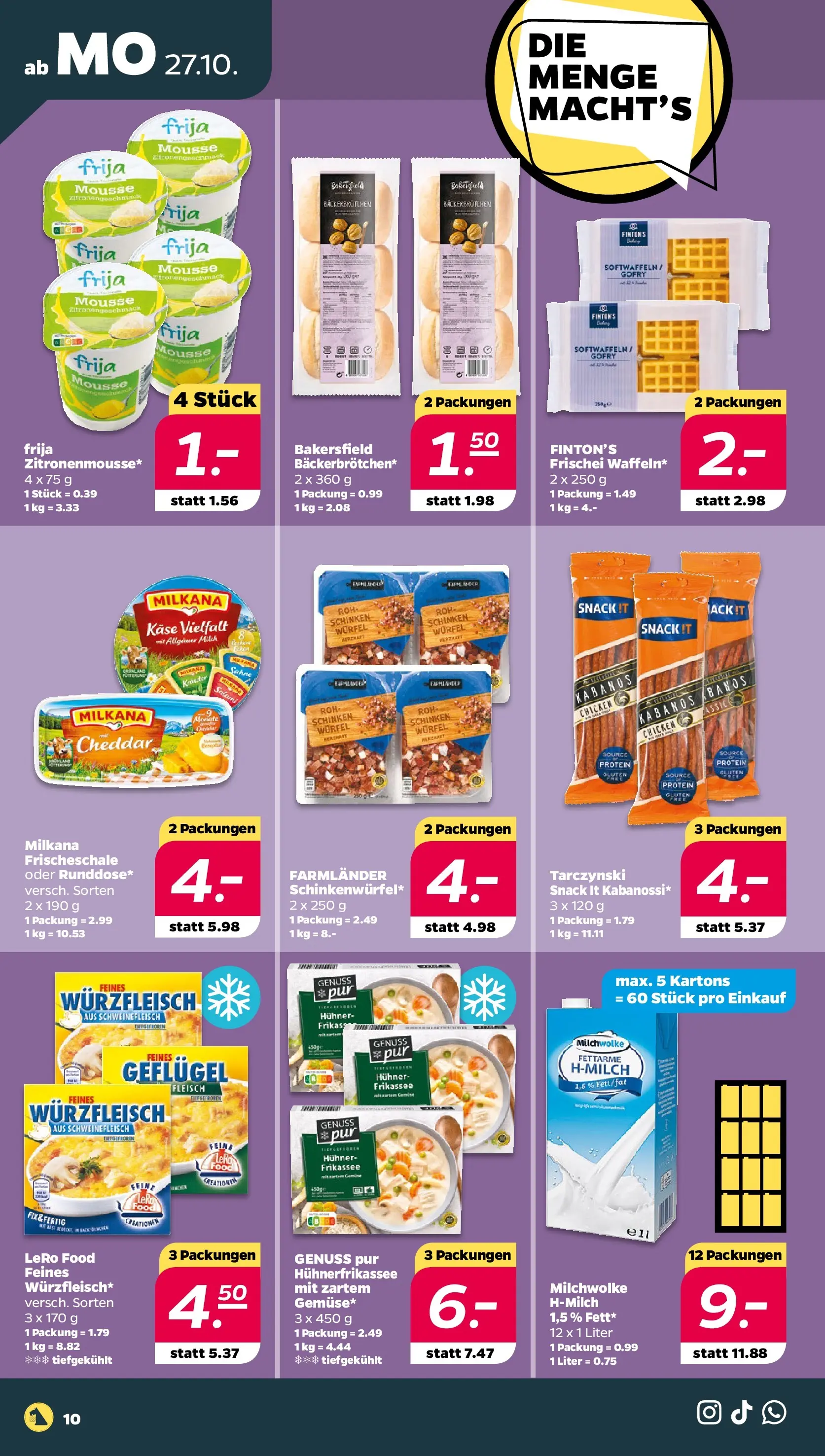 Netto - Netto APS : Wochenangebote ab 26.10.2025 → Angebote nächste Woche | Seite: 10 | Produkte: Milch, Milkana, Schinken, Fleisch