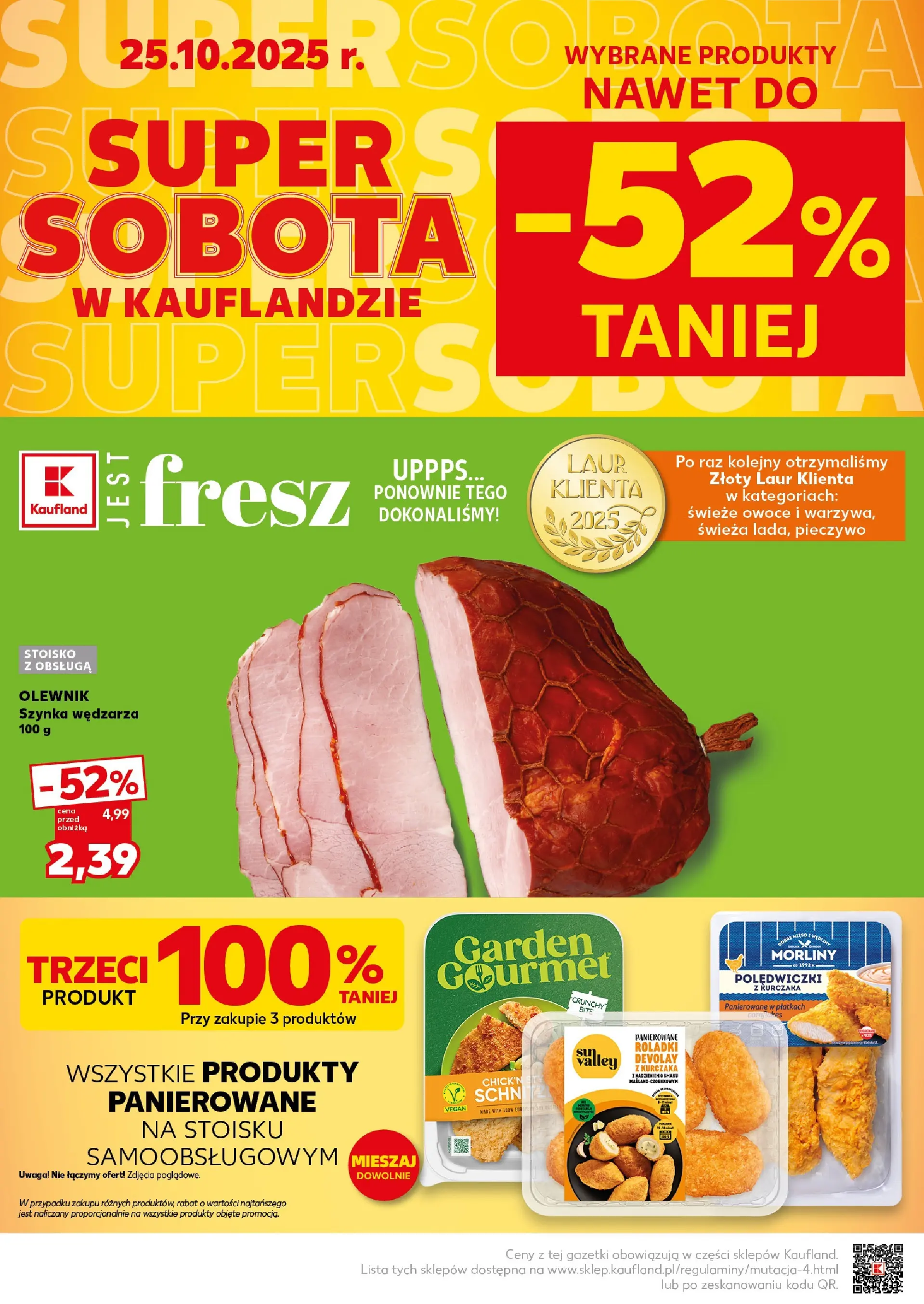 Kaufland - Kaufland Super Sobota ważne 25.10 od 23.10.2025 - od jutra PDF | Strona: 2 | Produkty: Pieczywo, Szynka, Roladki Devolay, Owoce