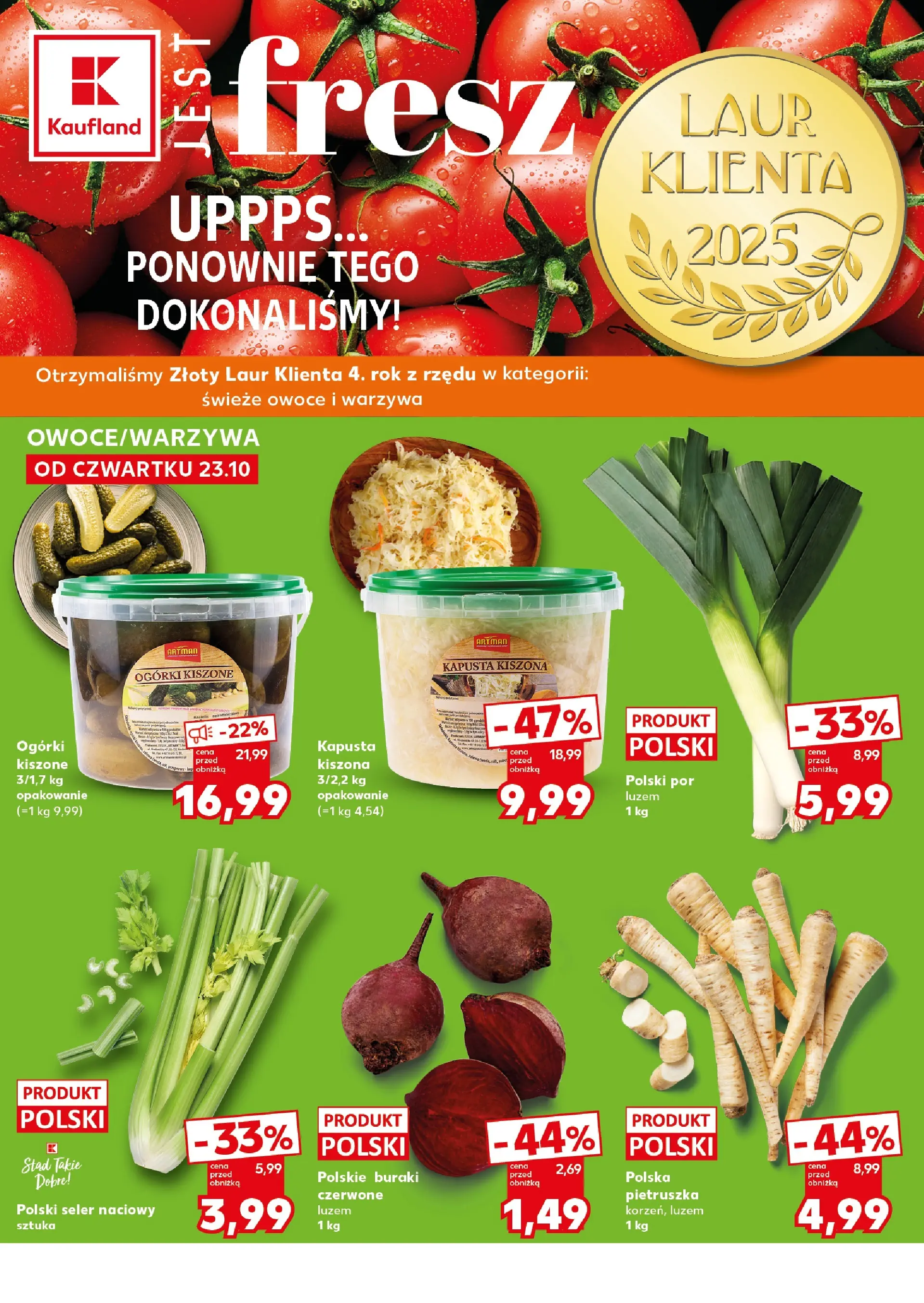 Kaufland - Kaufland Super Sobota ważne 25.10 od 23.10.2025 - od jutra PDF | Strona: 10 | Produkty: Kapusta kiszona, Buraki, Por, Ogórki