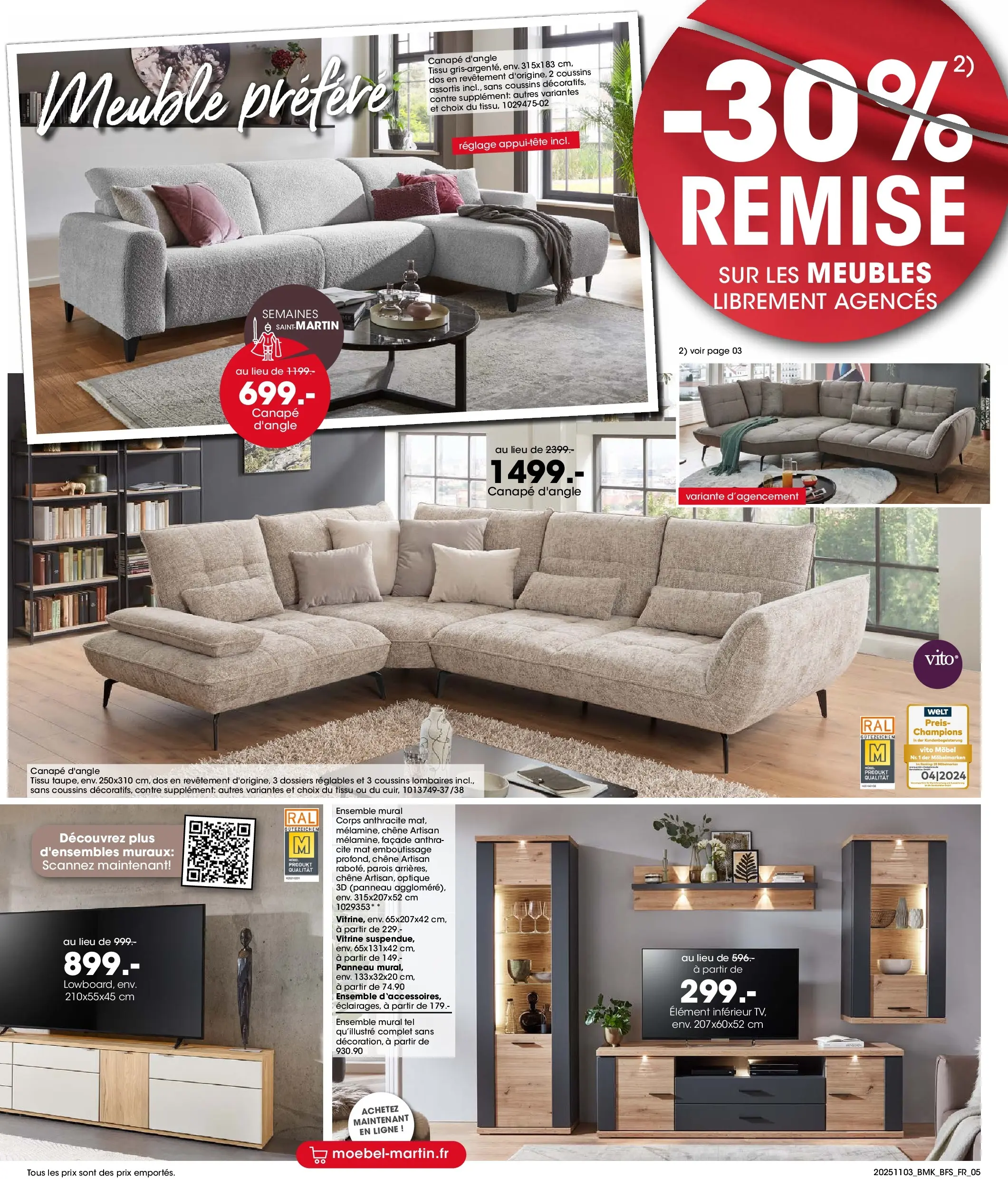 Möbel Martin - Möbel Martin: Offres hebdomadaires à partir du 02/11/2025 - promo en ligne | Page: 5 | Produits: Meuble, Vitrine, Canapé