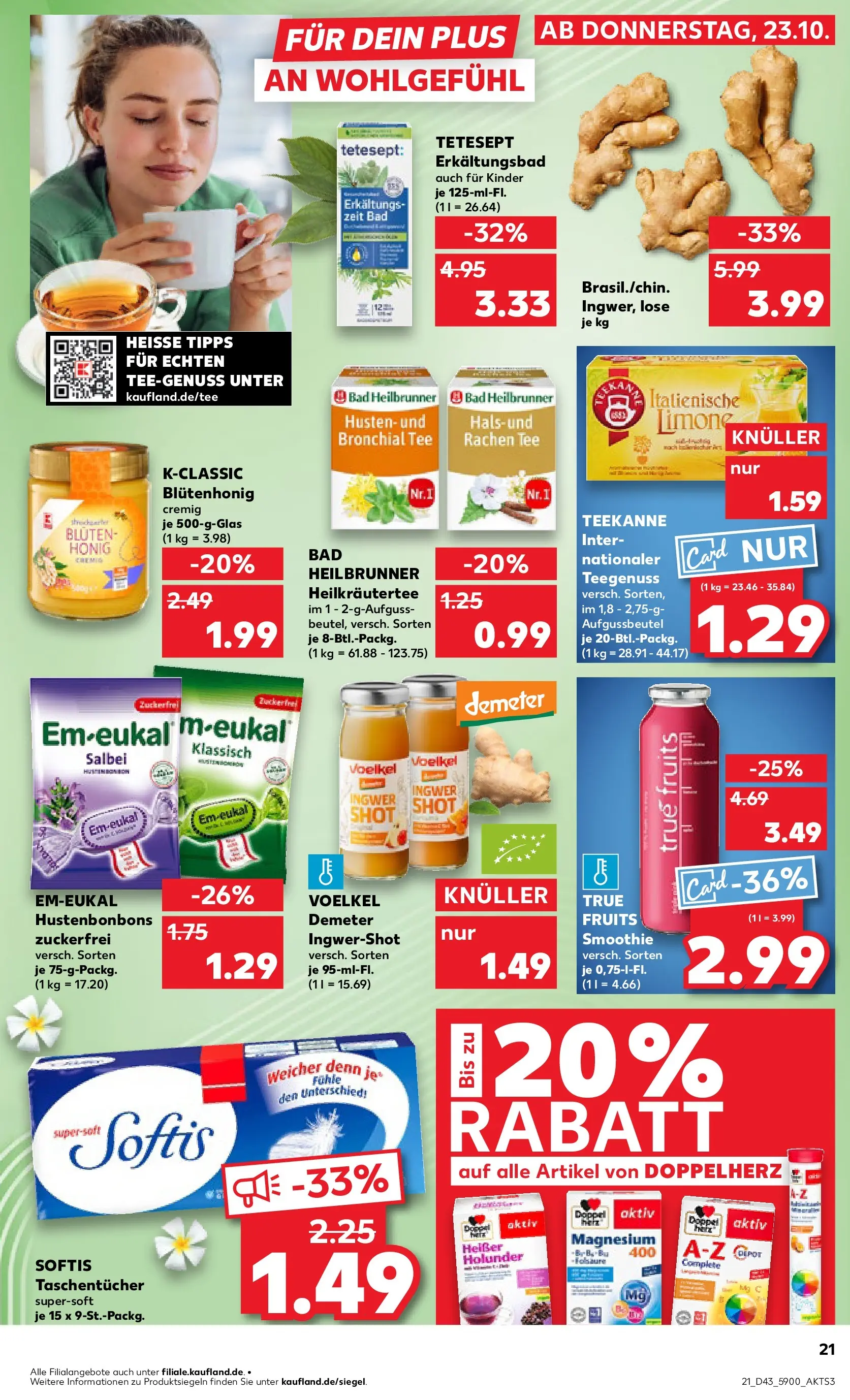 Prospekt Kaufland ab 26.10.2025 » Angebote Online zum Blättern | Seite: 21 | Produkte: Bad, Teekanne, Tee