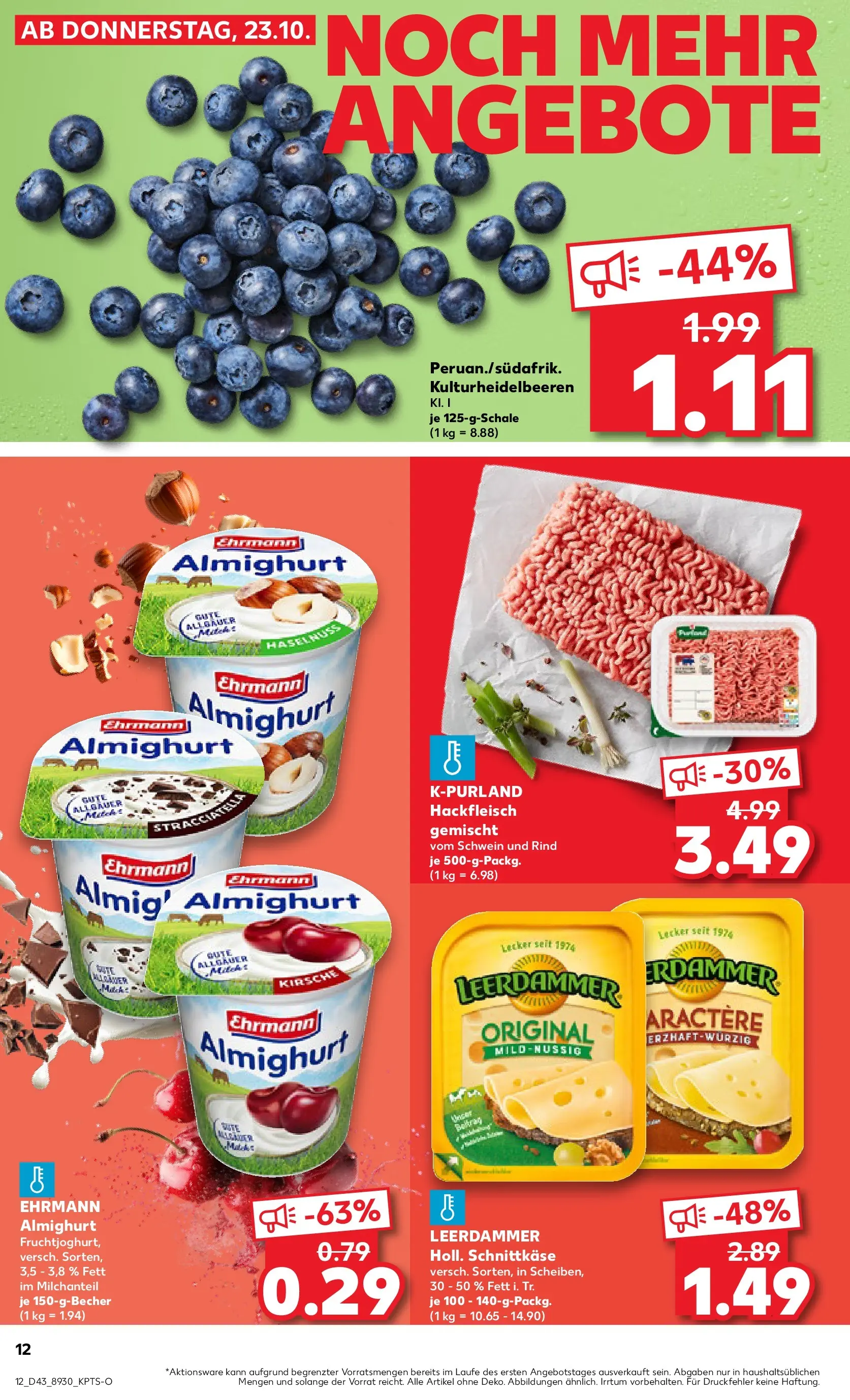 Prospekt Kaufland ab 26.10.2025 » Angebote Online zum Blättern | Seite: 12 | Produkte: Ehrmann almighurt, Leerdammer, Hackfleisch
