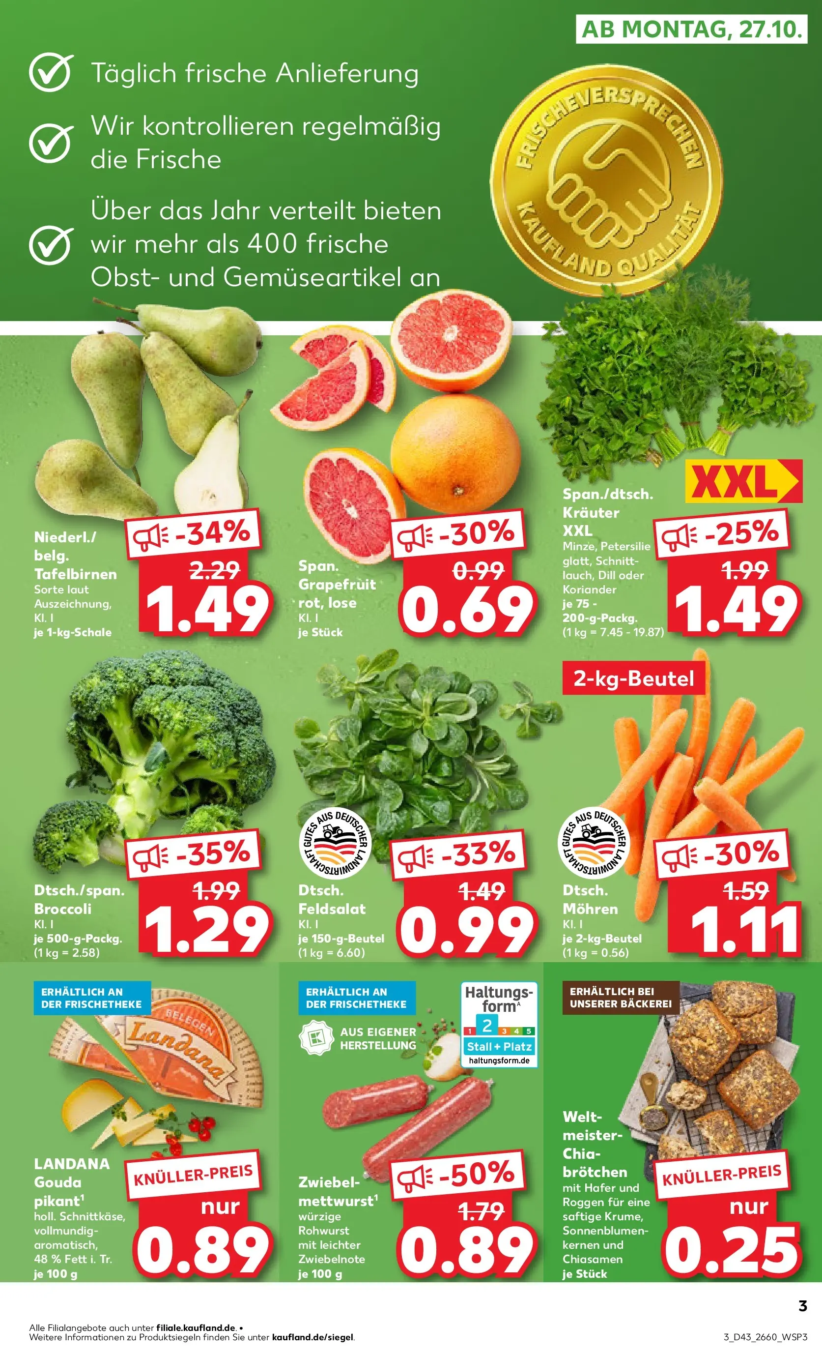 Prospekt Kaufland ab 27.10.2025 » Angebote Online zum Blättern | Seite: 3 | Produkte: Bäckerei, Gouda, Mohren, Grapefruit