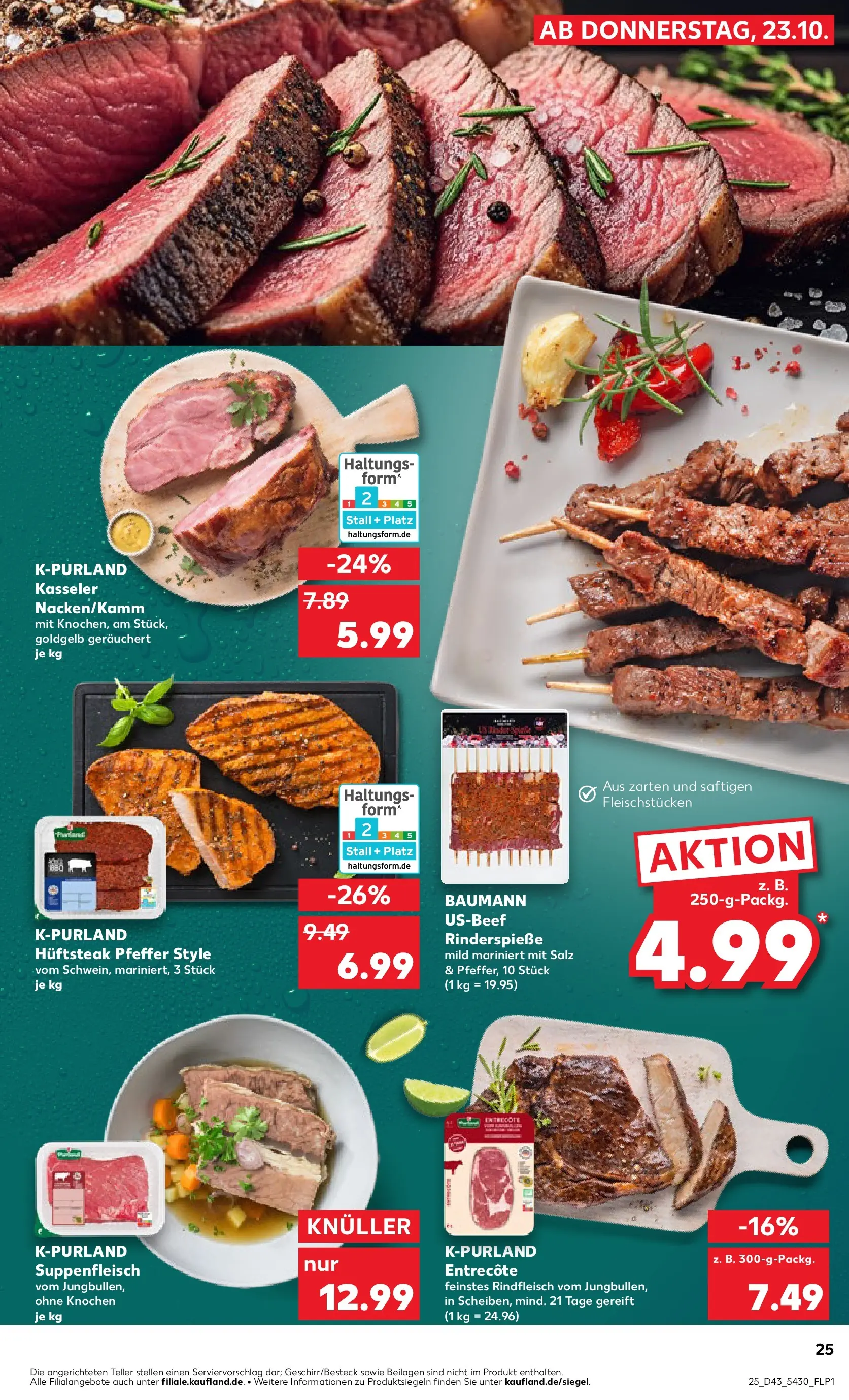 Prospekt Kaufland ab 26.10.2025 » Angebote Online zum Blättern | Seite: 25 | Produkte: Entrecote, Salz, Rindfleisch, Steak