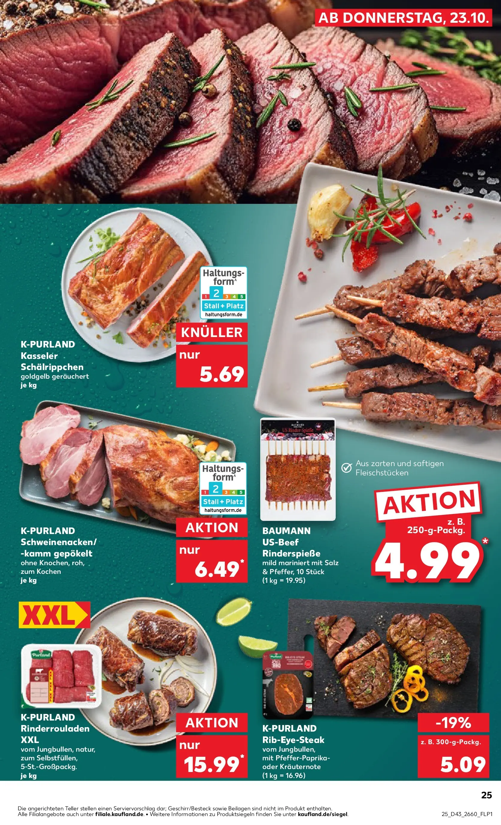 Prospekt Kaufland ab 27.10.2025 » Angebote Online zum Blättern | Seite: 25 | Produkte: Rinderrouladen, Salz, Steak