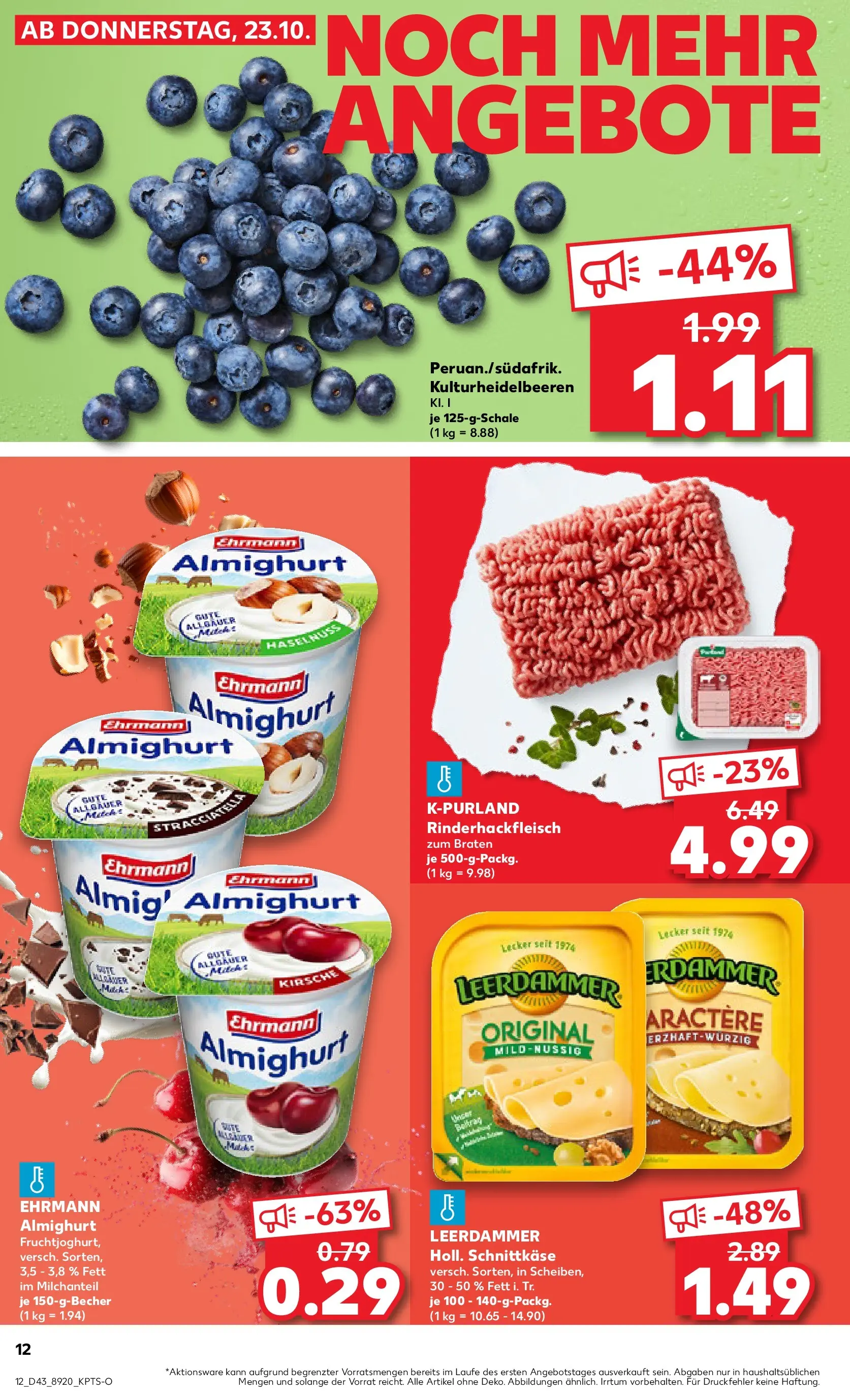 Prospekt Kaufland ab 26.10.2025 » Angebote Online zum Blättern | Seite: 12 | Produkte: Ehrmann almighurt, Leerdammer