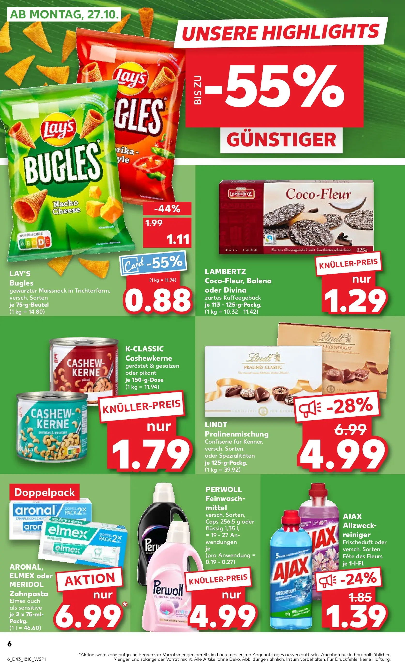 Prospekt Kaufland ab 27.10.2025 » Angebote Online zum Blättern | Seite: 6 | Produkte: Perwoll, Zahnpasta, Lindt