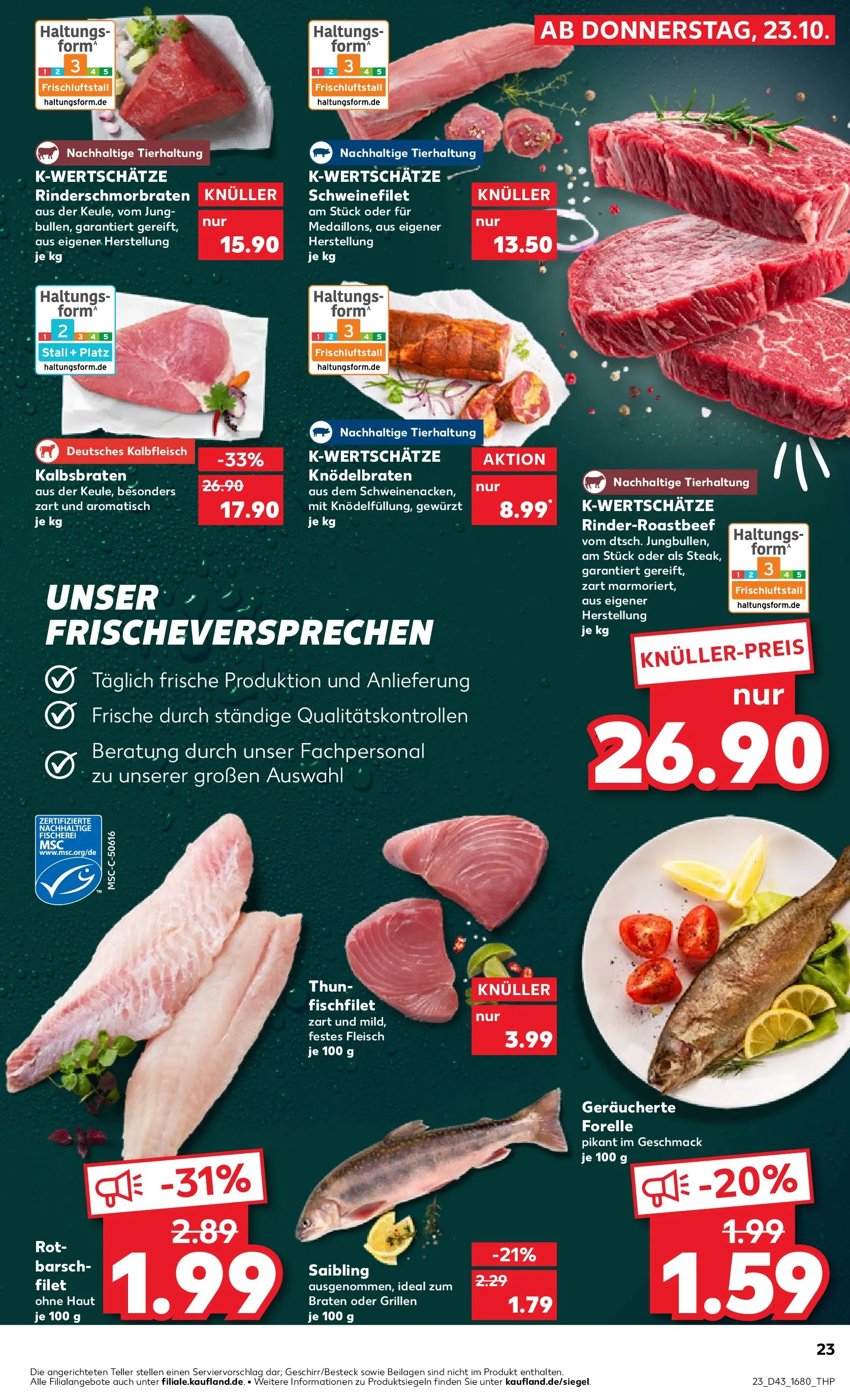 Prospekt Kaufland ab 27.10.2025 » Angebote Online zum Blättern | Seite: 23 | Produkte: Schweinefilet, Fleisch