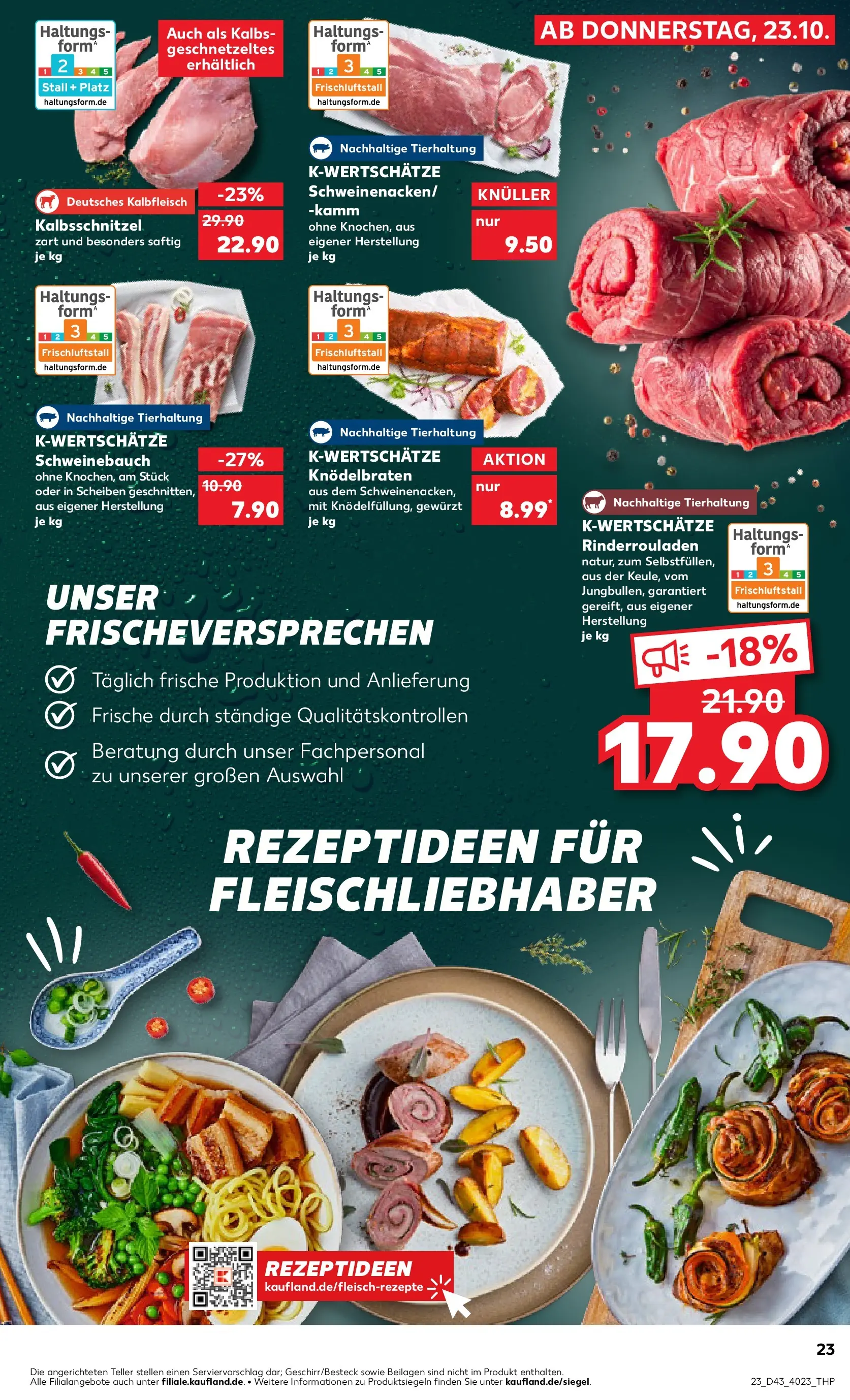 Prospekt Kaufland ab 26.10.2025 » Angebote Online zum Blättern | Seite: 23 | Produkte: Rinderrouladen, Schweinebauch