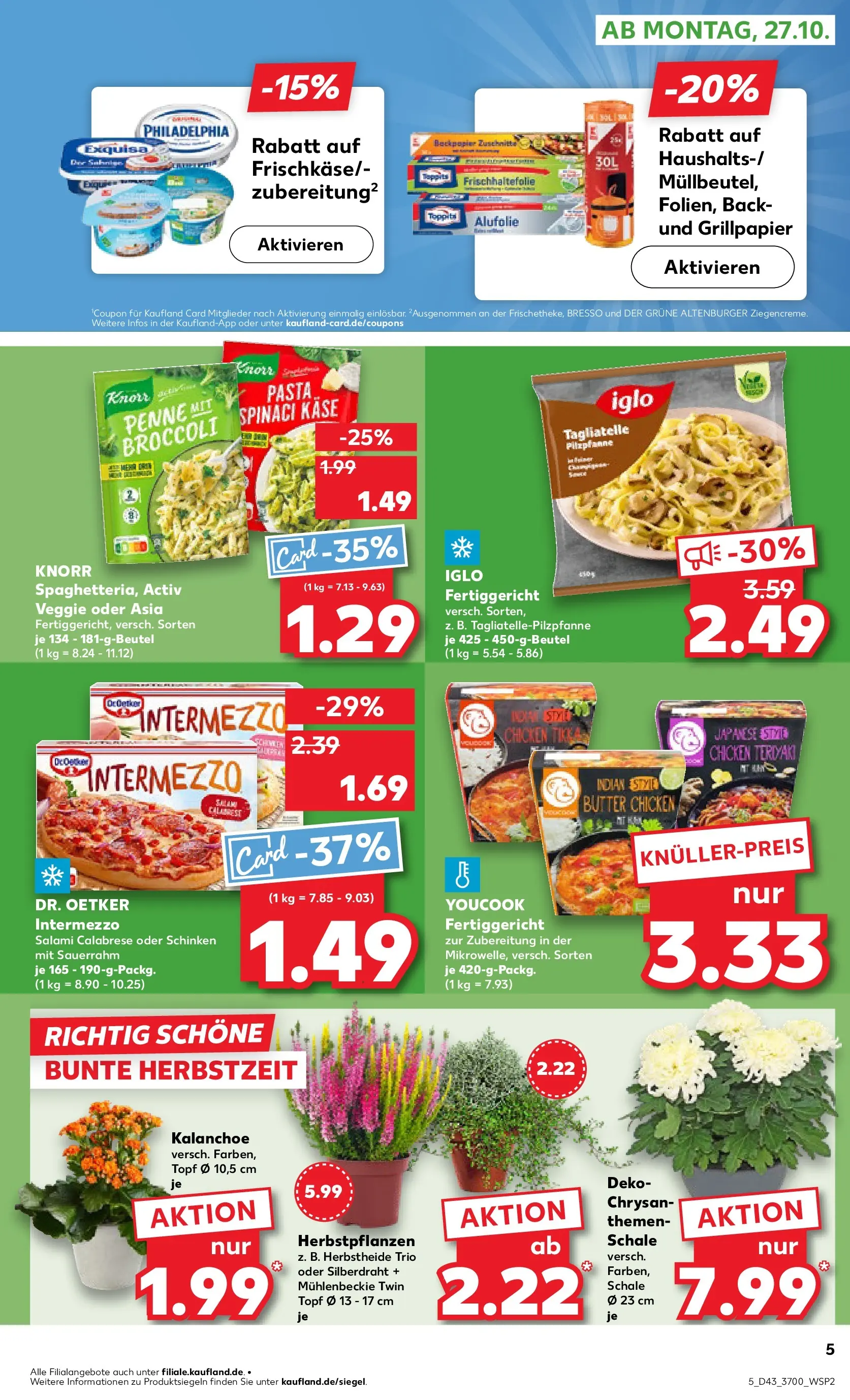 Prospekt Kaufland ab 27.10.2025 » Angebote Online zum Blättern | Seite: 5 | Produkte: Butter, Iglo, Knorr, Pasta