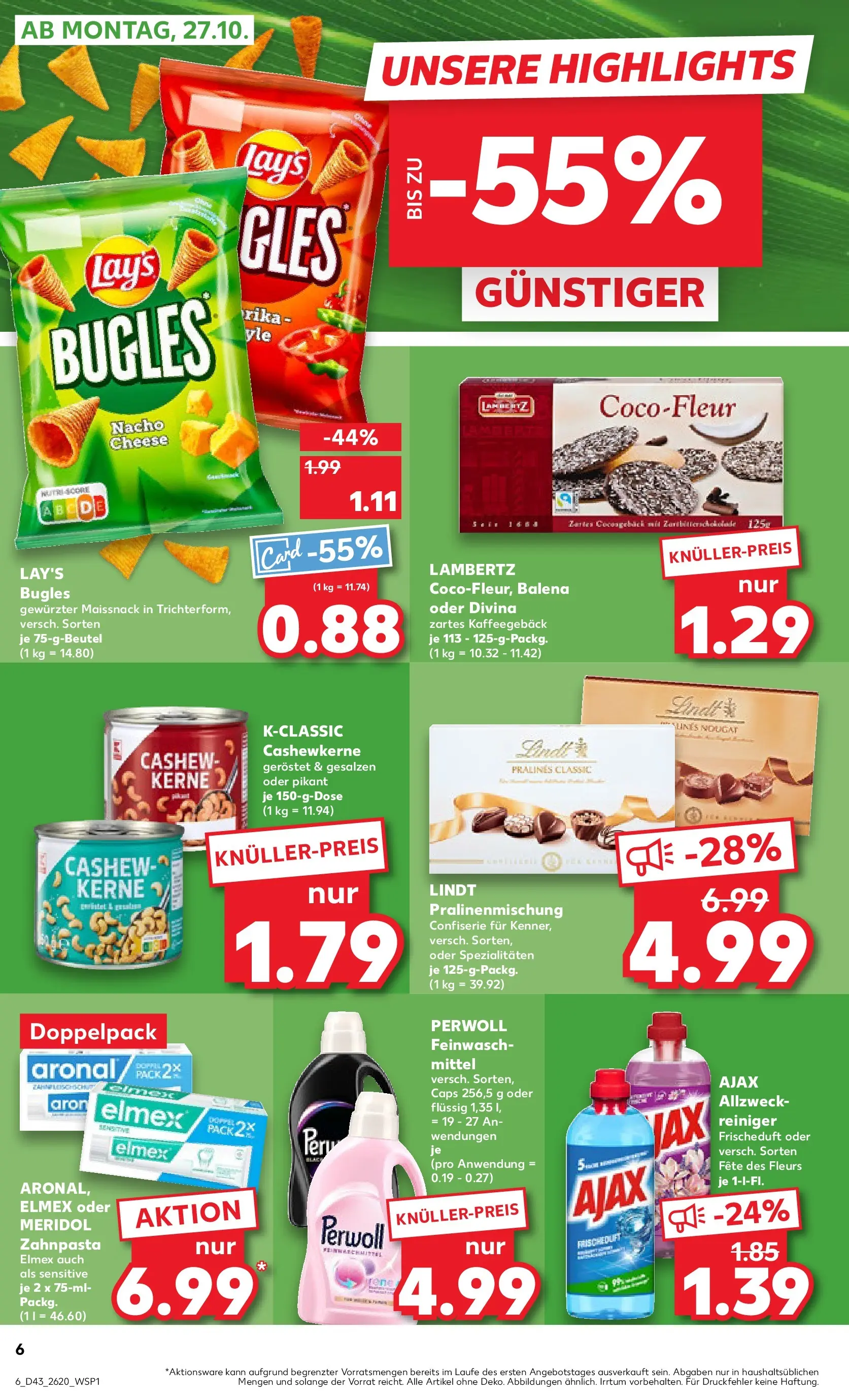 Prospekt Kaufland ab 27.10.2025 » Angebote Online zum Blättern | Seite: 6 | Produkte: Perwoll, Zahnpasta, Lindt