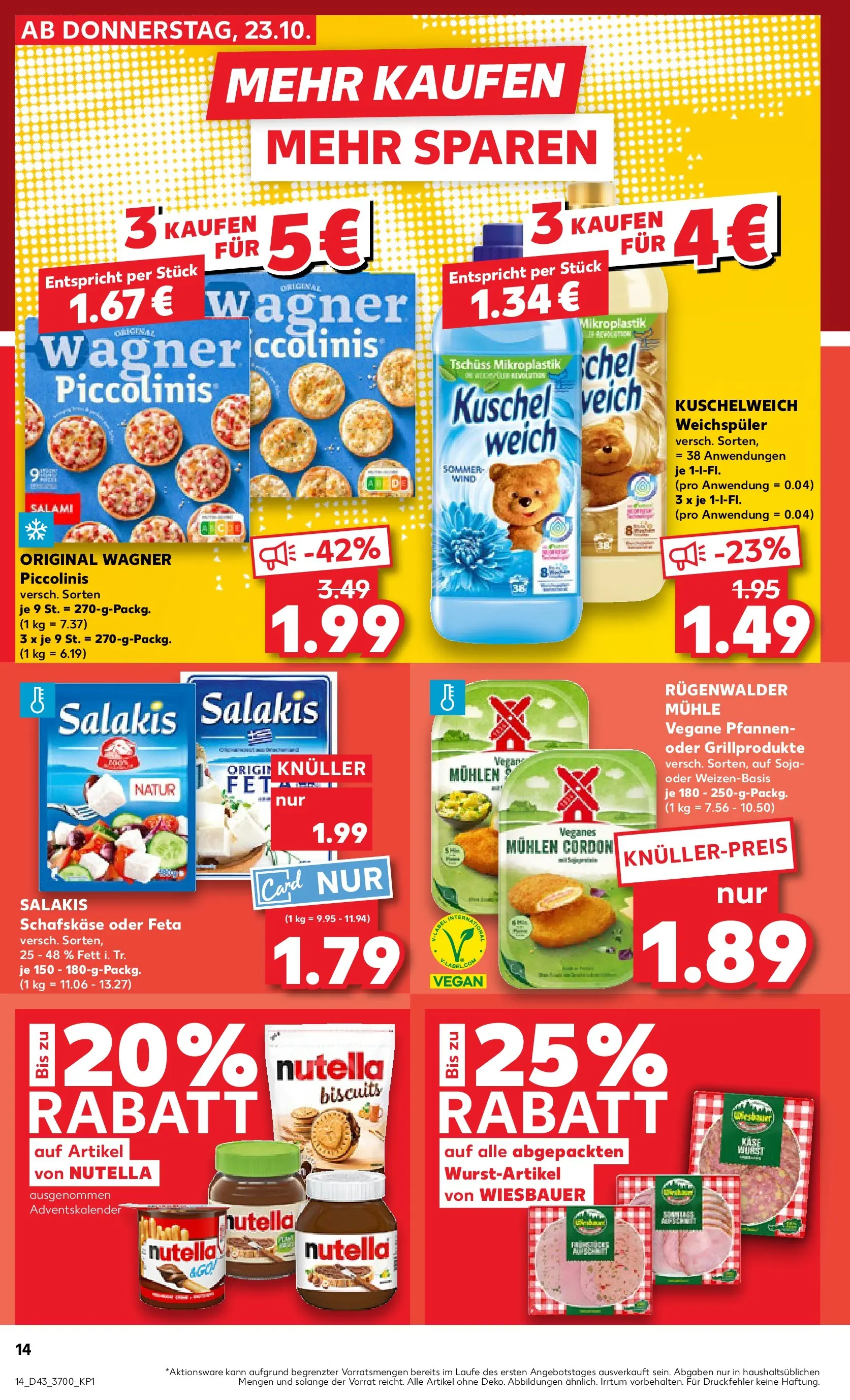 Prospekt Kaufland ab 27.10.2025 » Angebote Online zum Blättern | Seite: 14 | Produkte: Feta, Wurst, Salakis, Salami