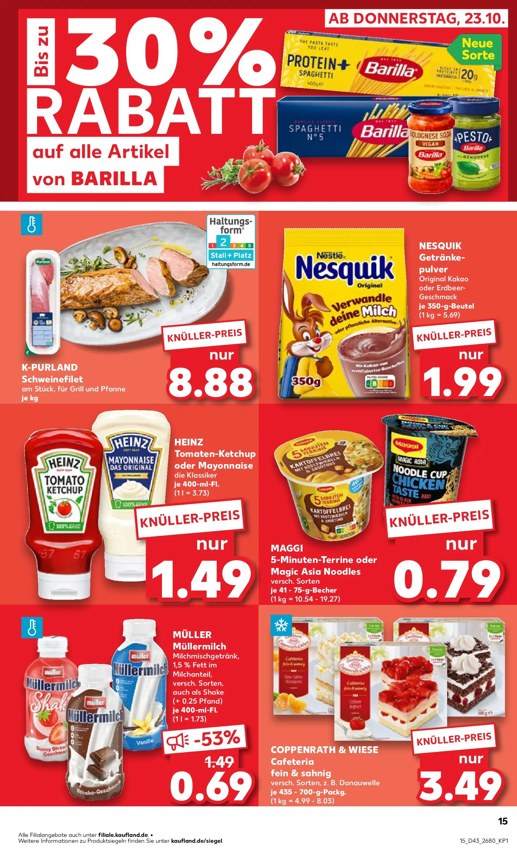 Prospekt Kaufland ab 27.10.2025 » Angebote Online zum Blättern | Seite: 15 | Produkte: Nesquik, Mayonnaise, Pasta, Muller mullermilch