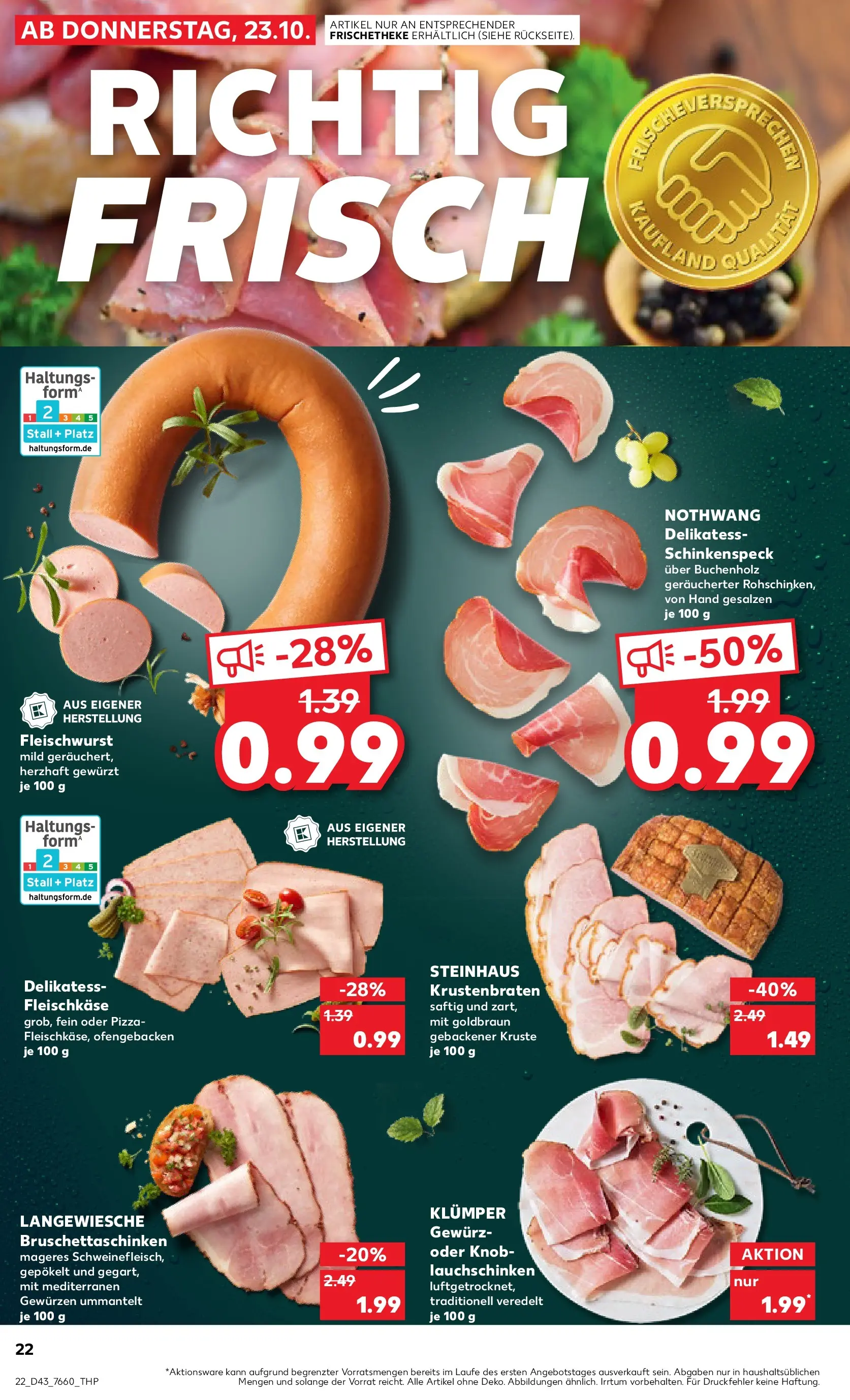 Prospekt Kaufland ab 27.10.2025 » Angebote Online zum Blättern | Seite: 22 | Produkte: Krustenbraten, Pizza