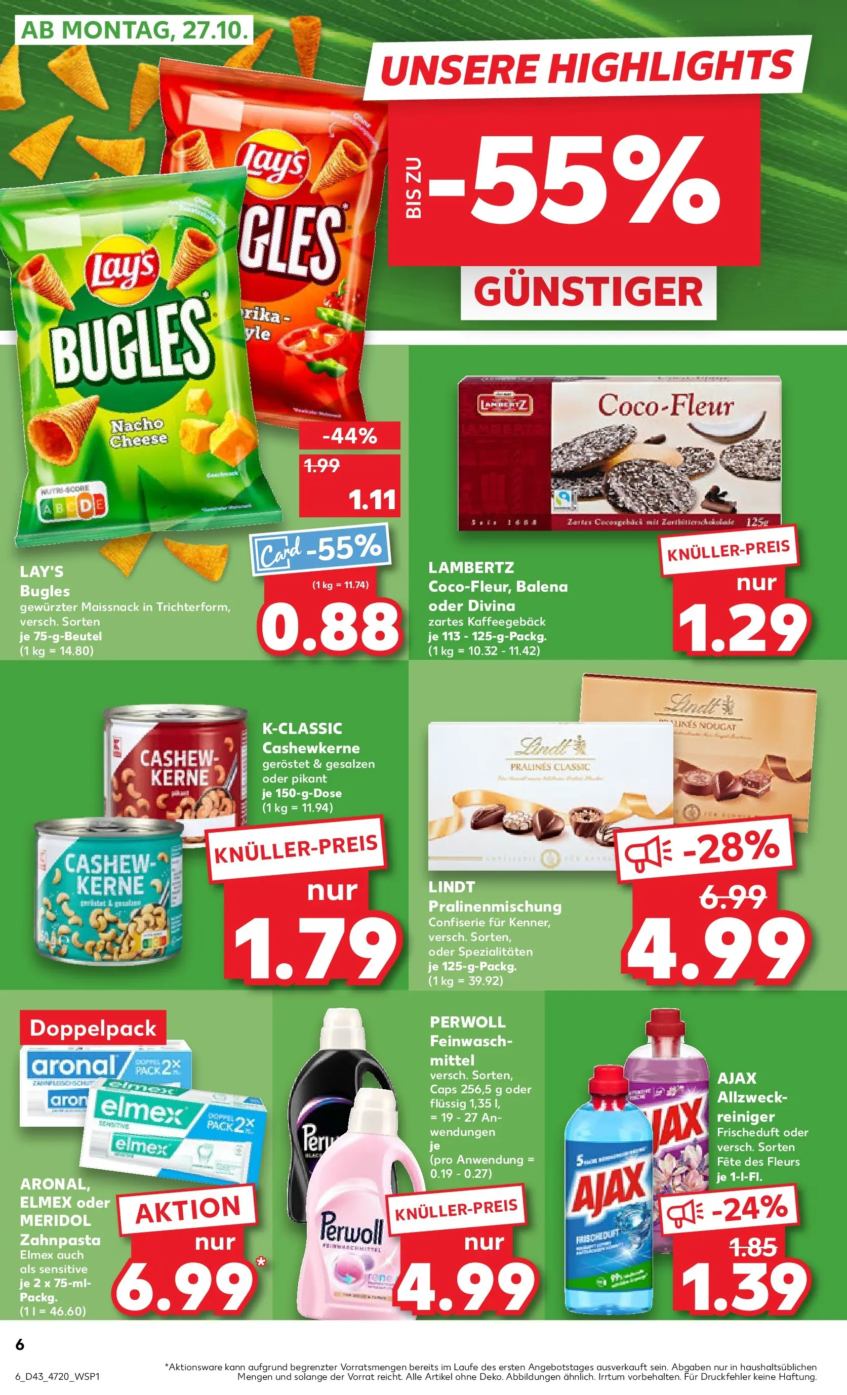 Prospekt Kaufland ab 27.10.2025 » Angebote Online zum Blättern | Seite: 6 | Produkte: Perwoll, Zahnpasta, Lindt