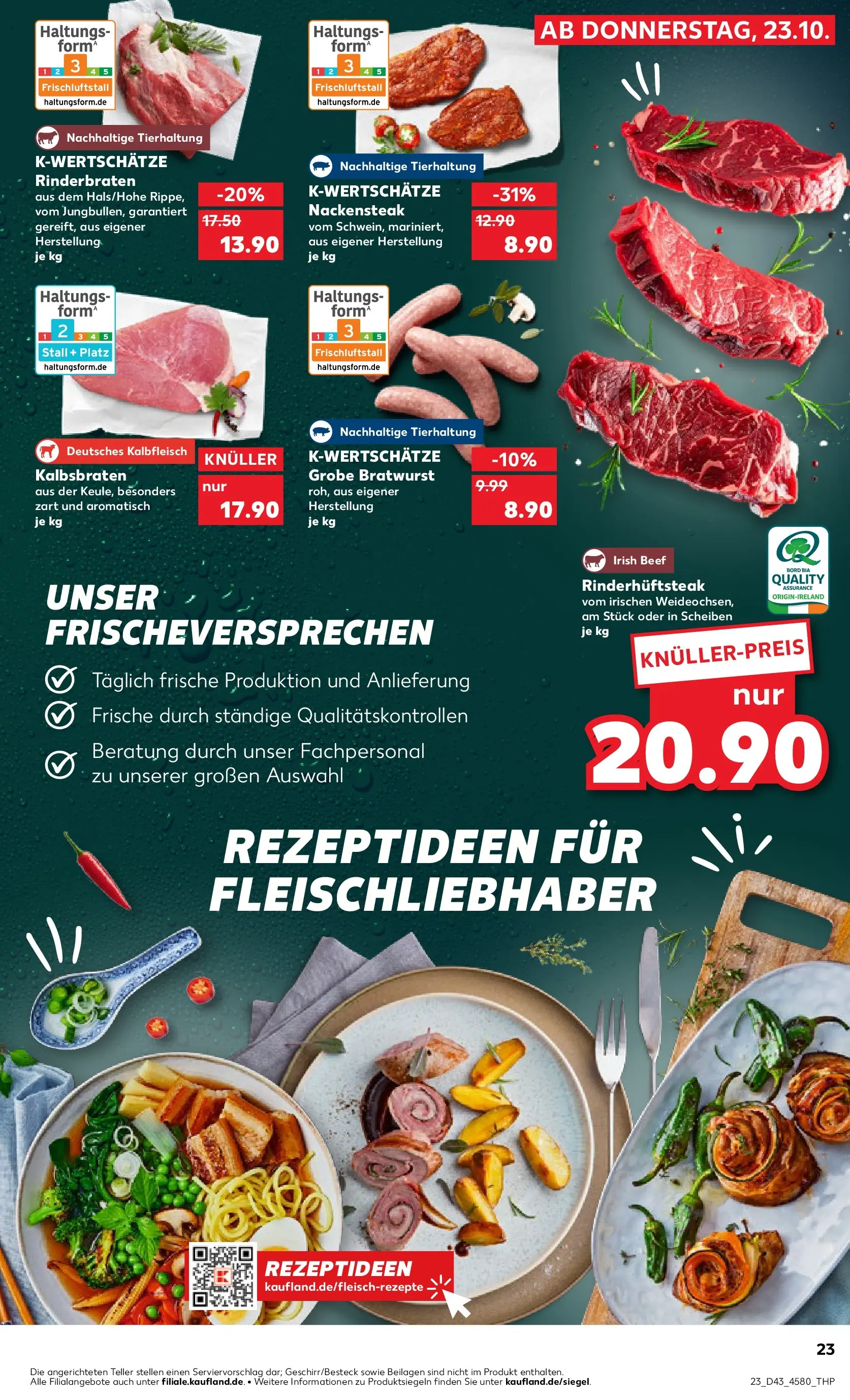 Prospekt Kaufland ab 27.10.2025 » Angebote Online zum Blättern | Seite: 23 | Produkte: Rinderbraten, Bratwurst, Steak