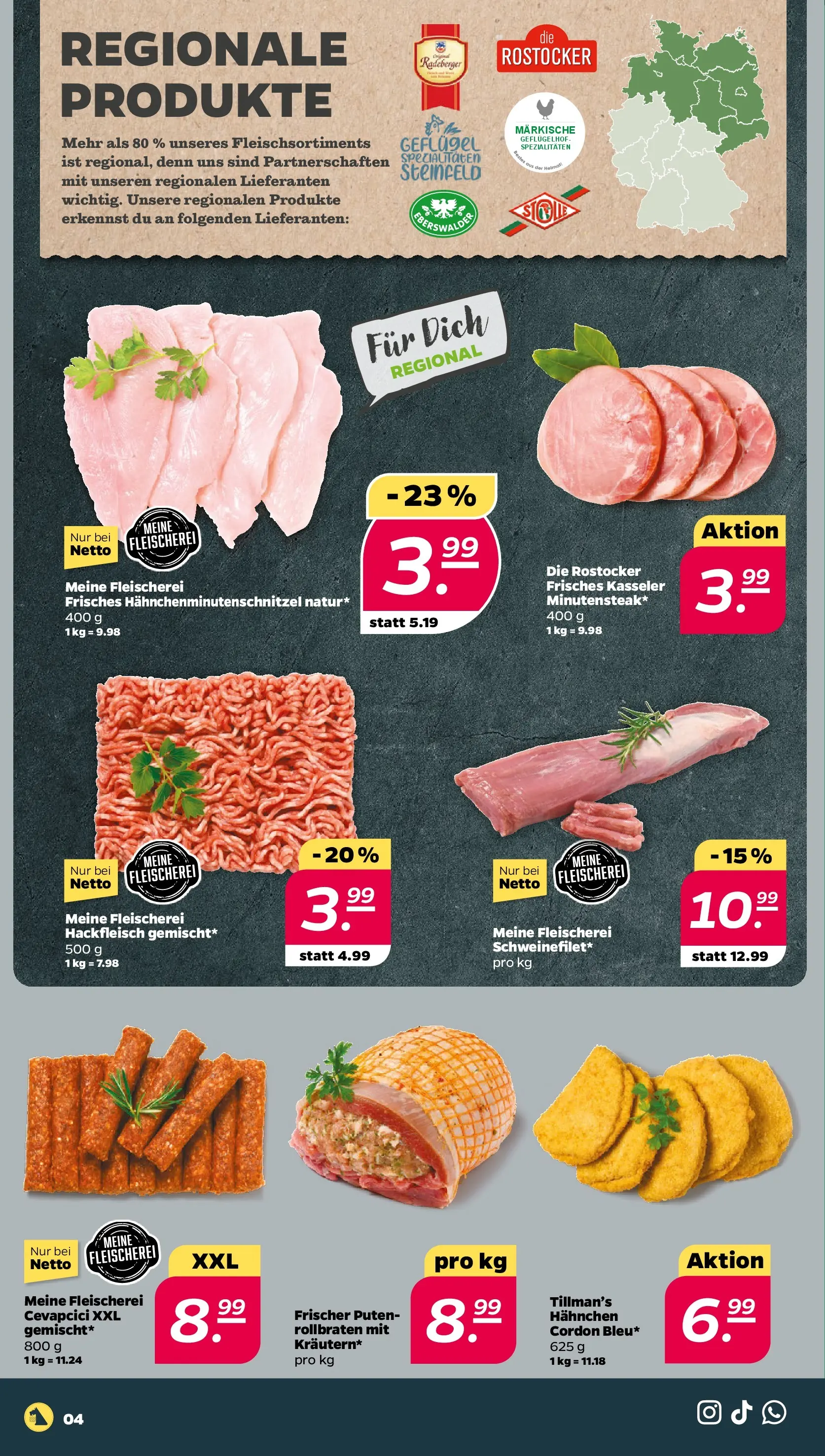 Netto Prospekt 	 ab 03.11.2025 → Angebote nächste Woche | Seite: 4 | Produkte: Hahnchen, Cevapcici, Hackfleisch