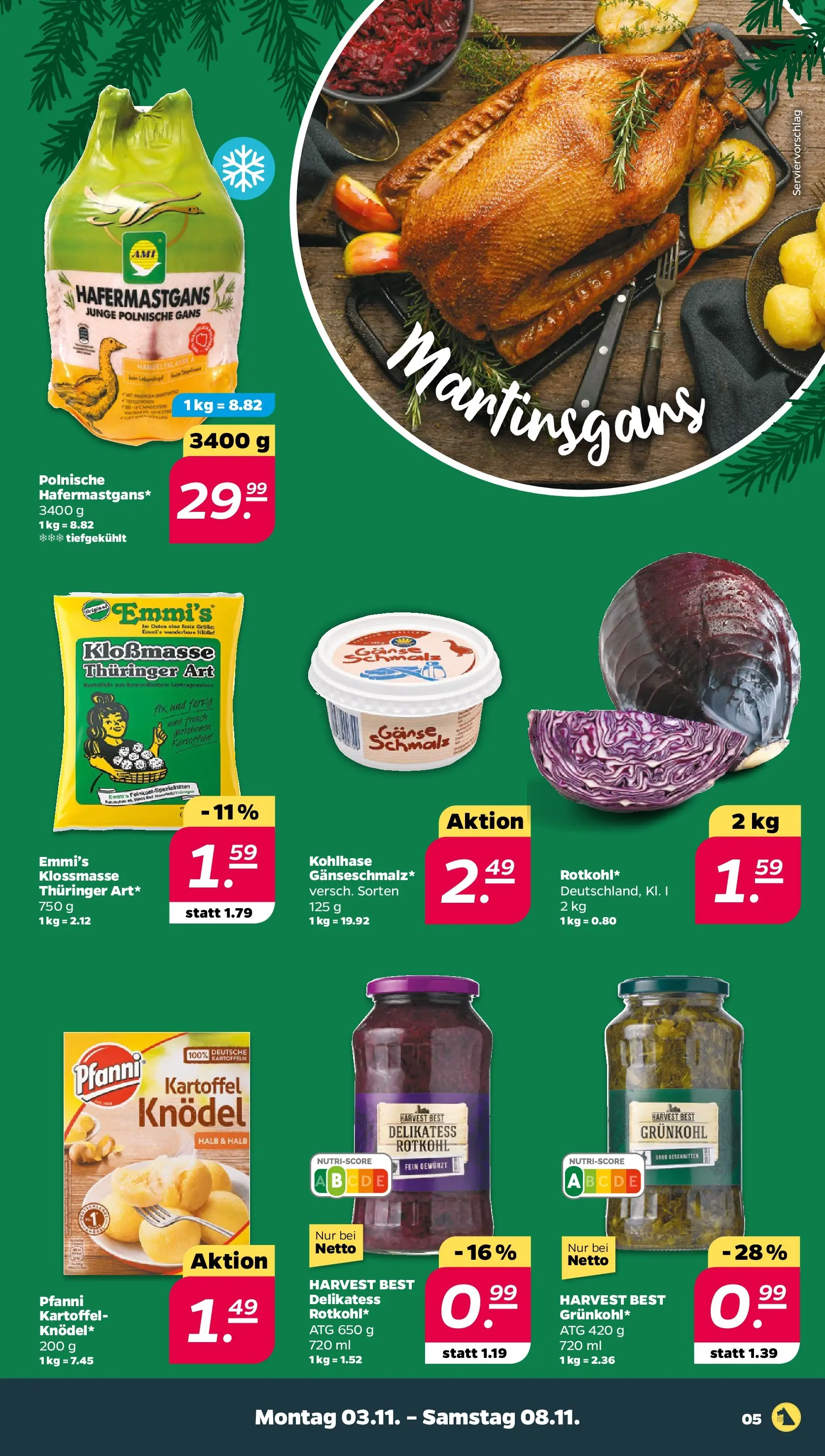 Netto Prospekt 	 ab 03.11.2025 → Angebote nächste Woche | Seite: 5 | Produkte: Rotkohl