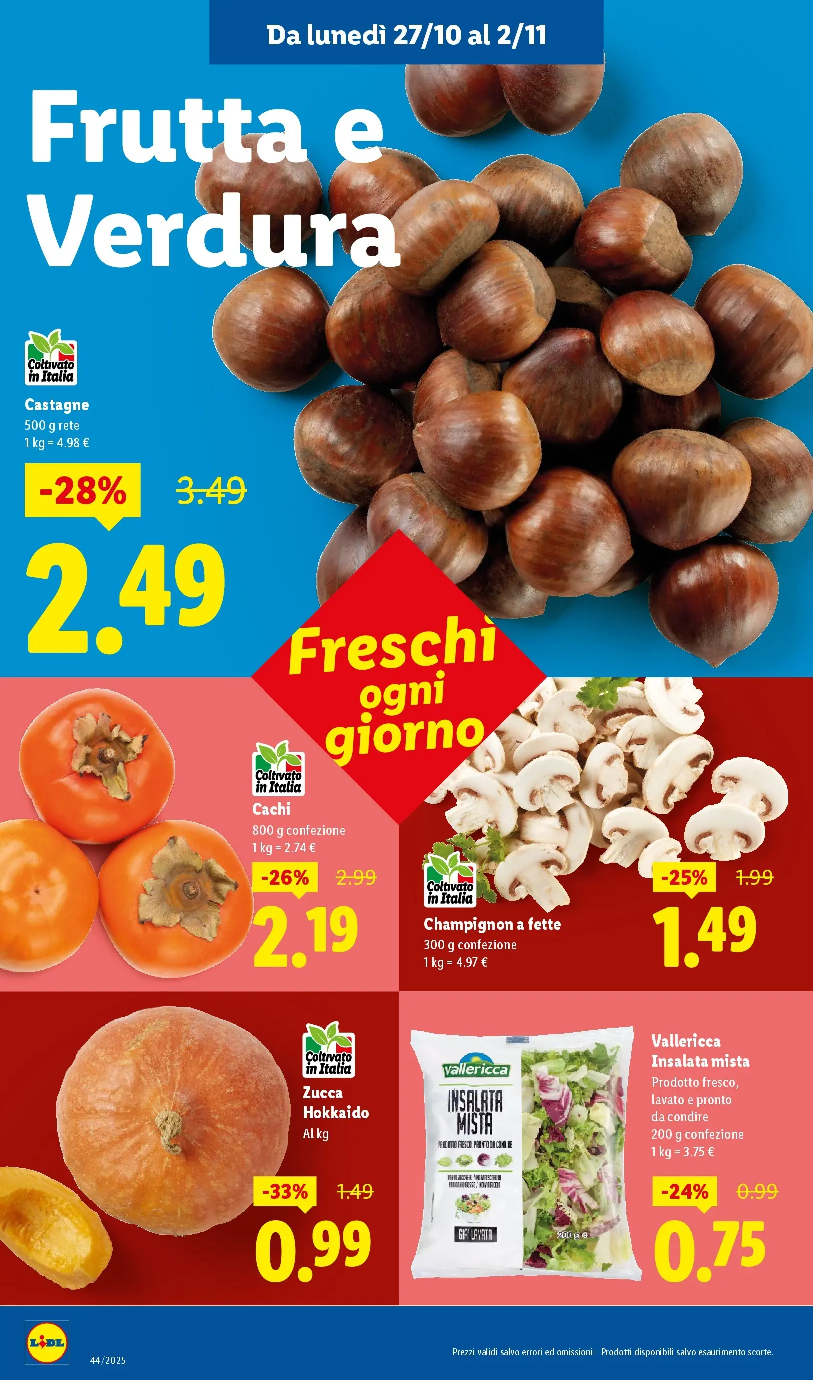 LIDL volantino della prossima settimana dal ﻿26/10/2025﻿ 📣 | Pagina: 2 | Prodotti: Insalata, Frutta, Cachi, Zucca