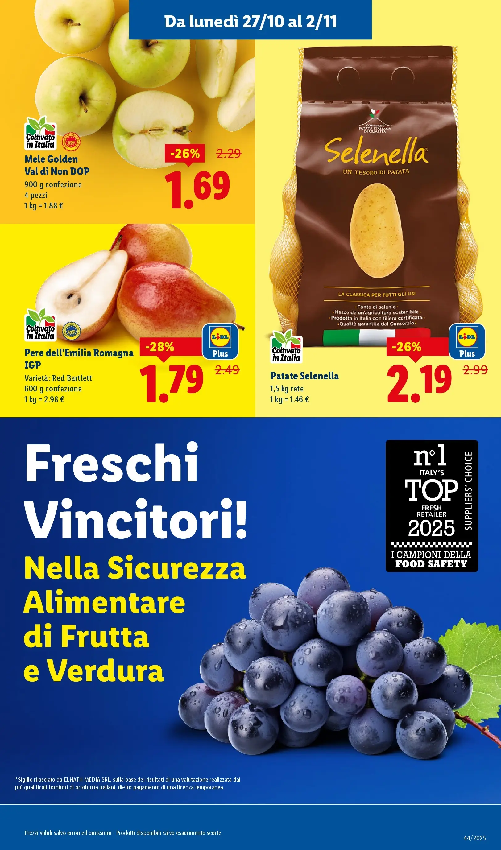 LIDL volantino della prossima settimana dal ﻿26/10/2025﻿ 📣 | Pagina: 3 | Prodotti: Mele, Patate, Frutta