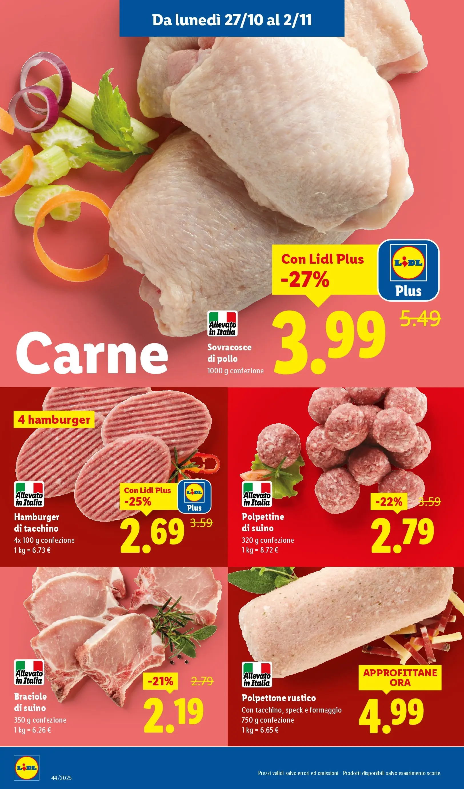 LIDL volantino della prossima settimana dal ﻿26/10/2025﻿ 📣 | Pagina: 4 | Prodotti: Speck, Tacchino, Formaggio, Hamburger