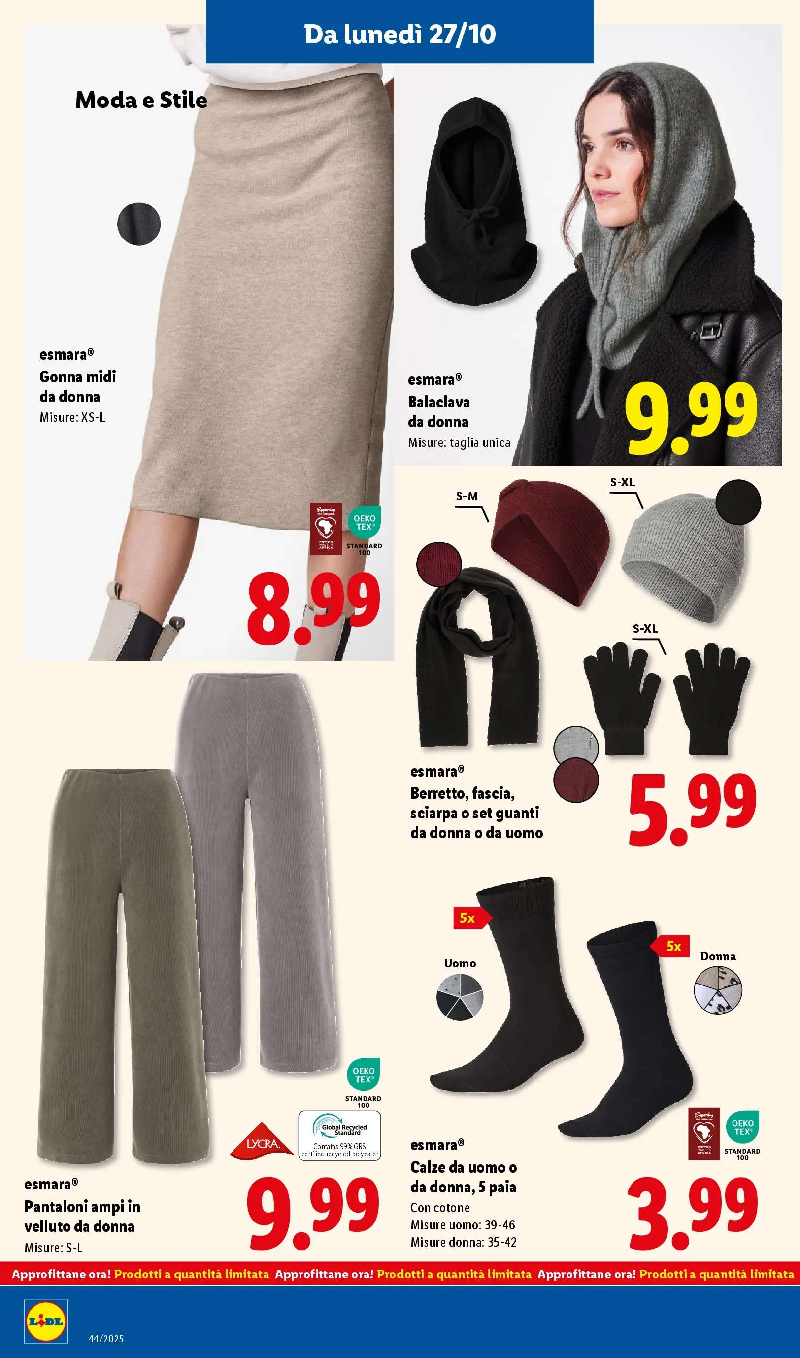 LIDL volantino della prossima settimana dal ﻿26/10/2025﻿ 📣 | Pagina: 40 | Prodotti: Pantaloni, Sciarpa, Guanti, Gonna