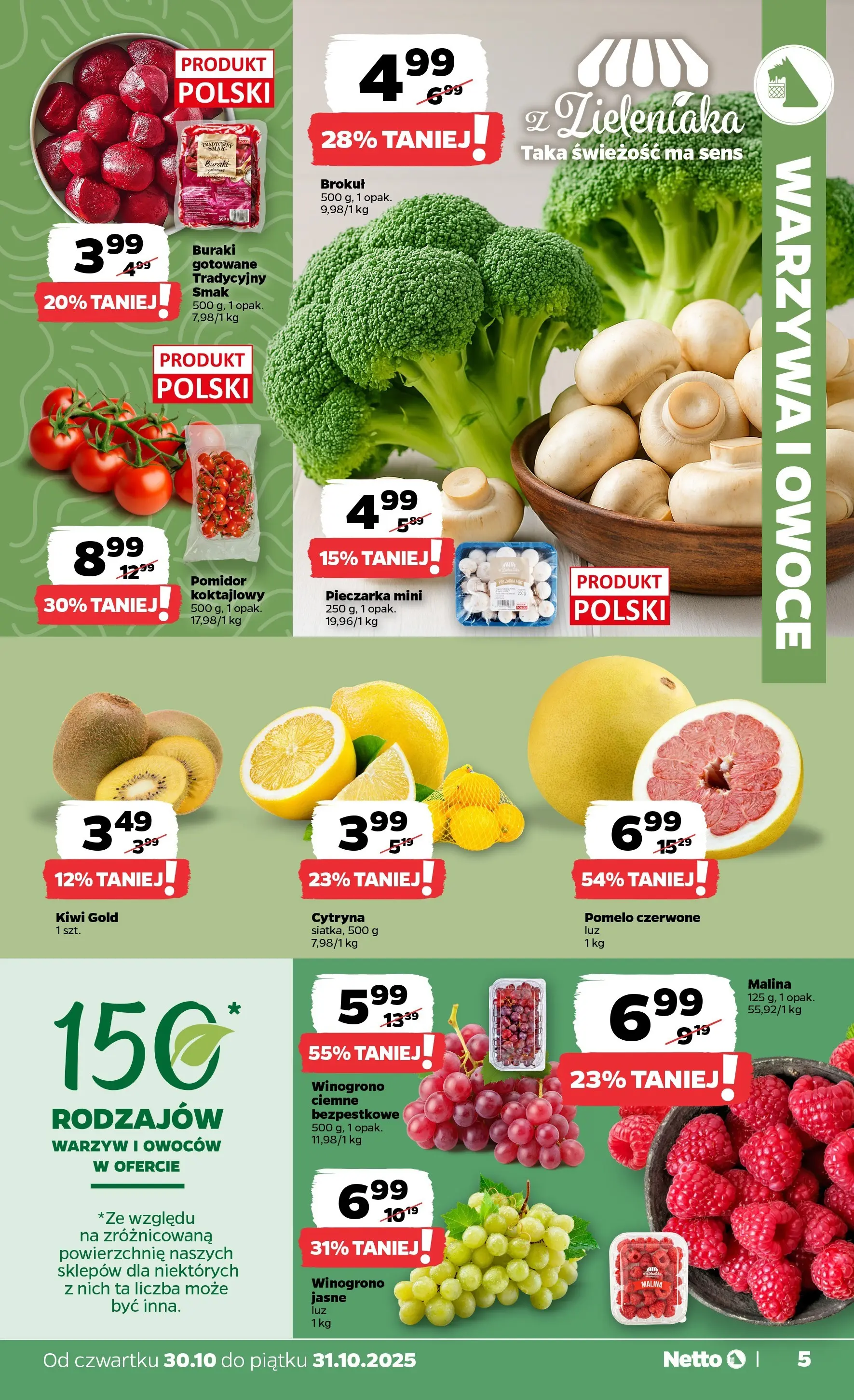 Netto gazetka - Spożywcza od 30.10.2025 - Aktualne promocje | Strona: 5 | Produkty: Buraki, Buraki gotowane, Kiwi, Owoce