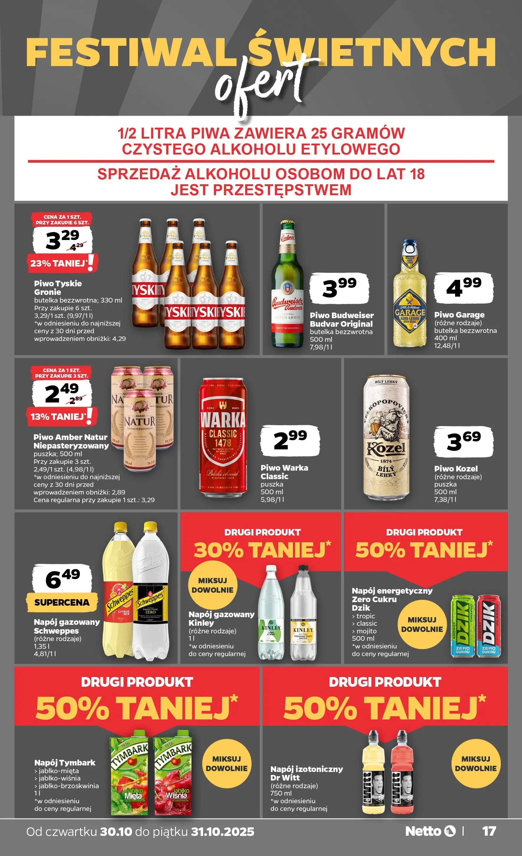 Netto gazetka - Spożywcza od 30.10.2025 - Aktualne promocje | Strona: 17 | Produkty: Mięta, Piwo Warka, Tyskie, Piwo kozel