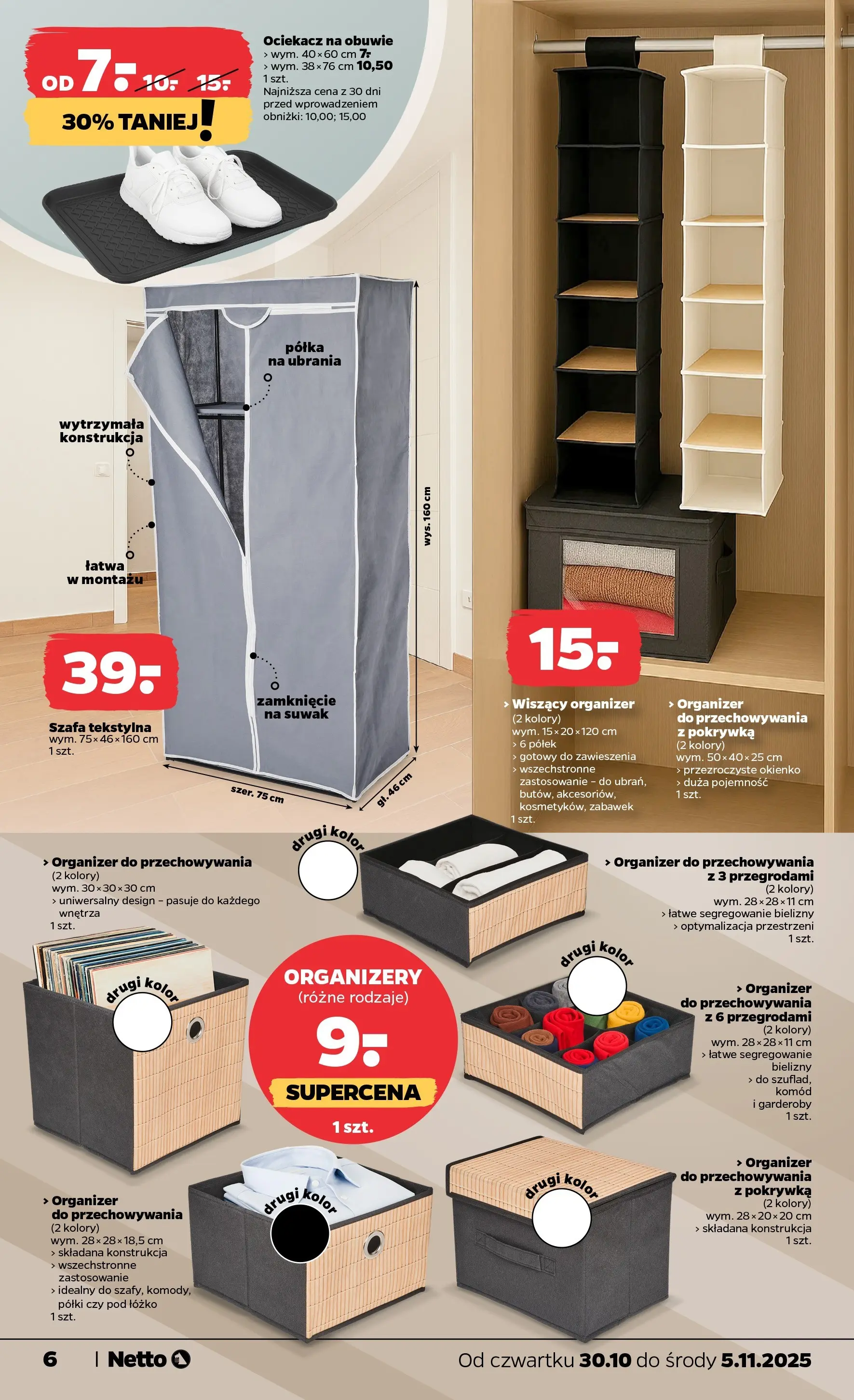 Netto gazetka - Non Food od 30.10.2025 - Aktualne promocje | Strona: 6 | Produkty: Ubrania, Łóżko, Szafa, Półka