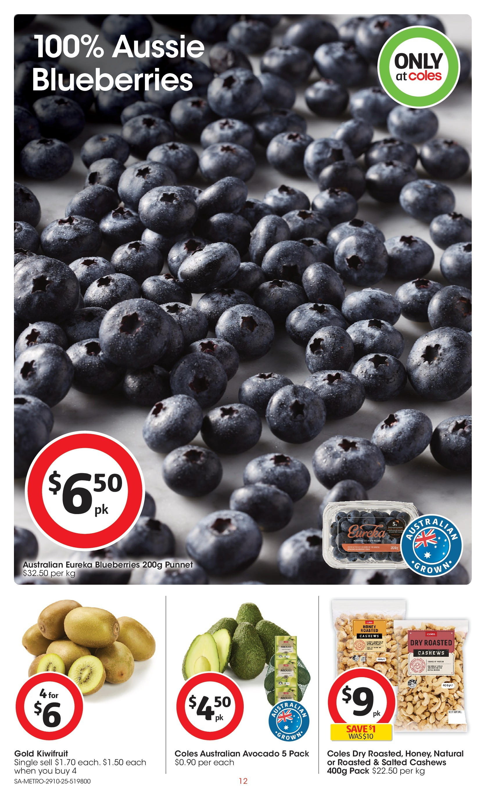 ﻿﻿Coles catalogue valid from 28/10/2025 > Online Australia | Page: 12 | Products: Honey, Kiwifruit, Avocado, Blueberries