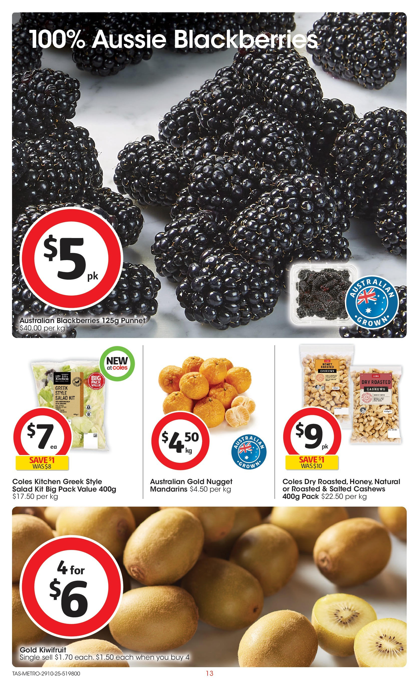 ﻿﻿Coles catalogue valid from 29/10/2025 > Online Australia | Page: 13 | Products: Honey, Kiwifruit, Mandarins, Salad