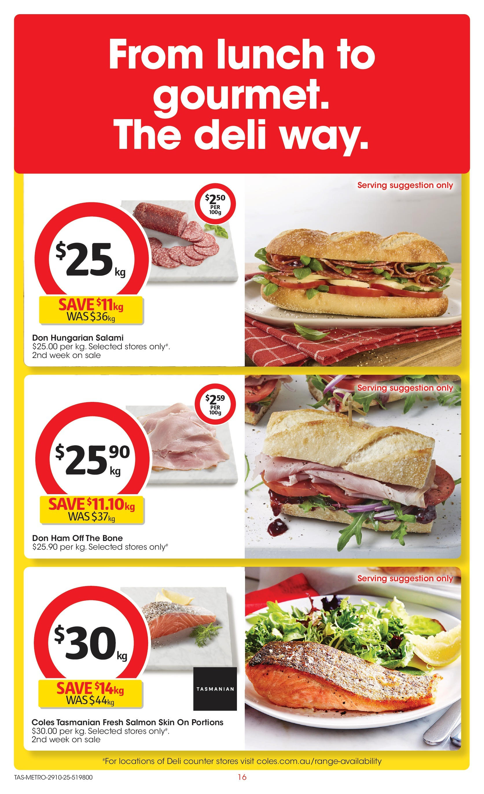 ﻿﻿Coles catalogue valid from 29/10/2025 > Online Australia | Page: 16 | Products: Salami, Ham, Salmon