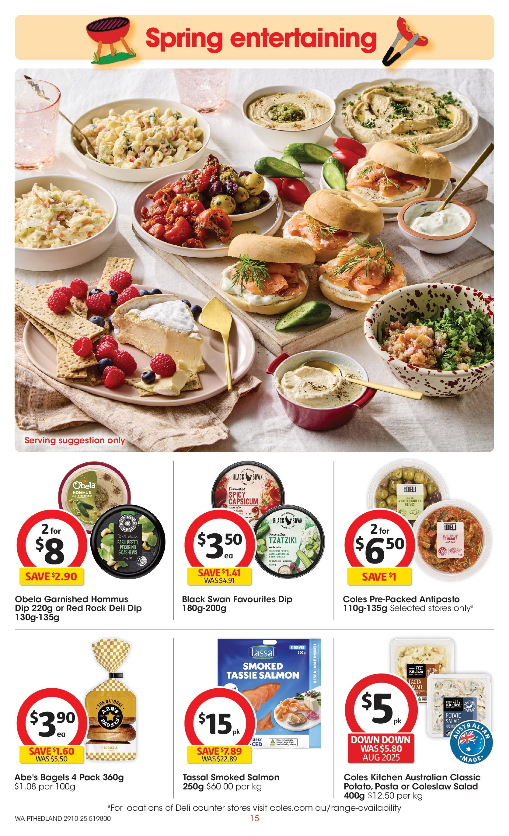 ﻿﻿Coles catalogue valid from 28/10/2025 > Online Australia | Page: 15 | Products: Bagels, Capsicum, Salad, Garlic