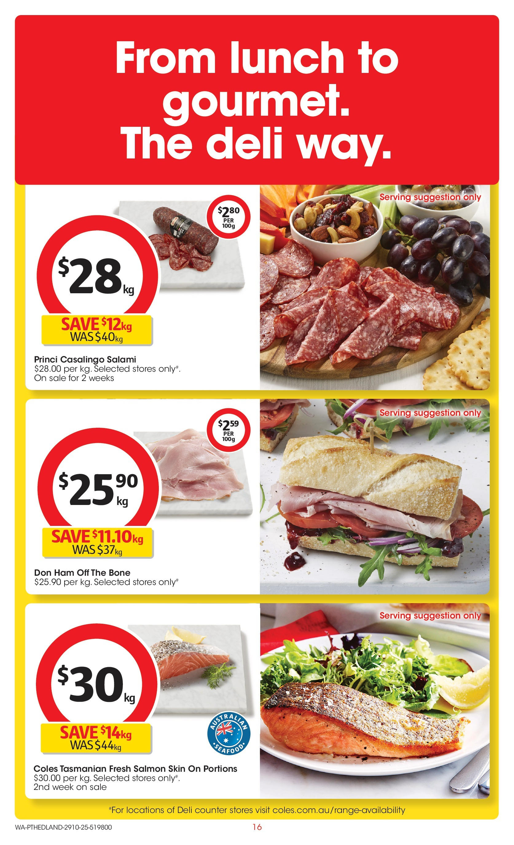 ﻿﻿Coles catalogue valid from 28/10/2025 > Online Australia | Page: 16 | Products: Salami, Ham, Salmon