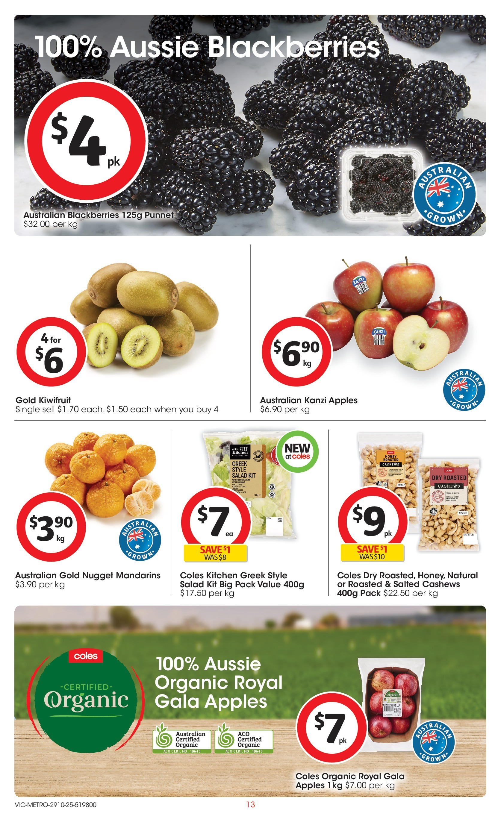 ﻿﻿Coles catalogue valid from 29/10/2025 > Online Australia | Page: 13 | Products: Honey, Kiwifruit, Mandarins, Salad