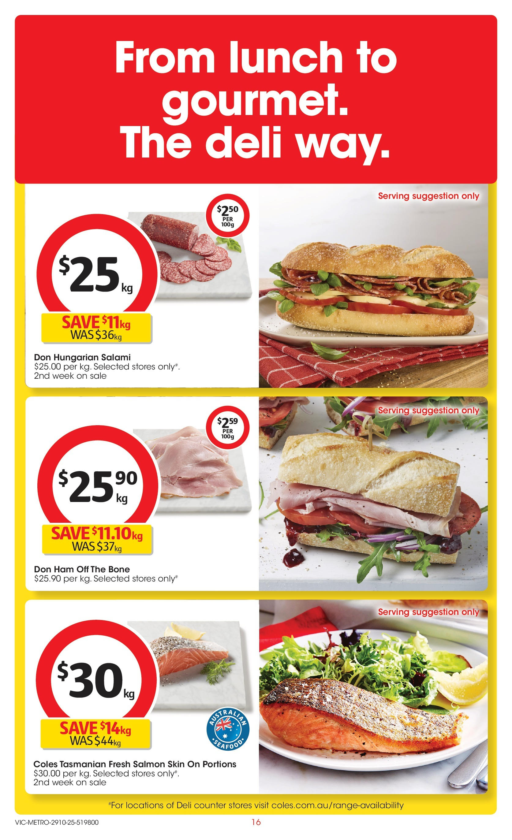﻿﻿Coles catalogue valid from 29/10/2025 > Online Australia | Page: 16 | Products: Salami, Ham, Salmon