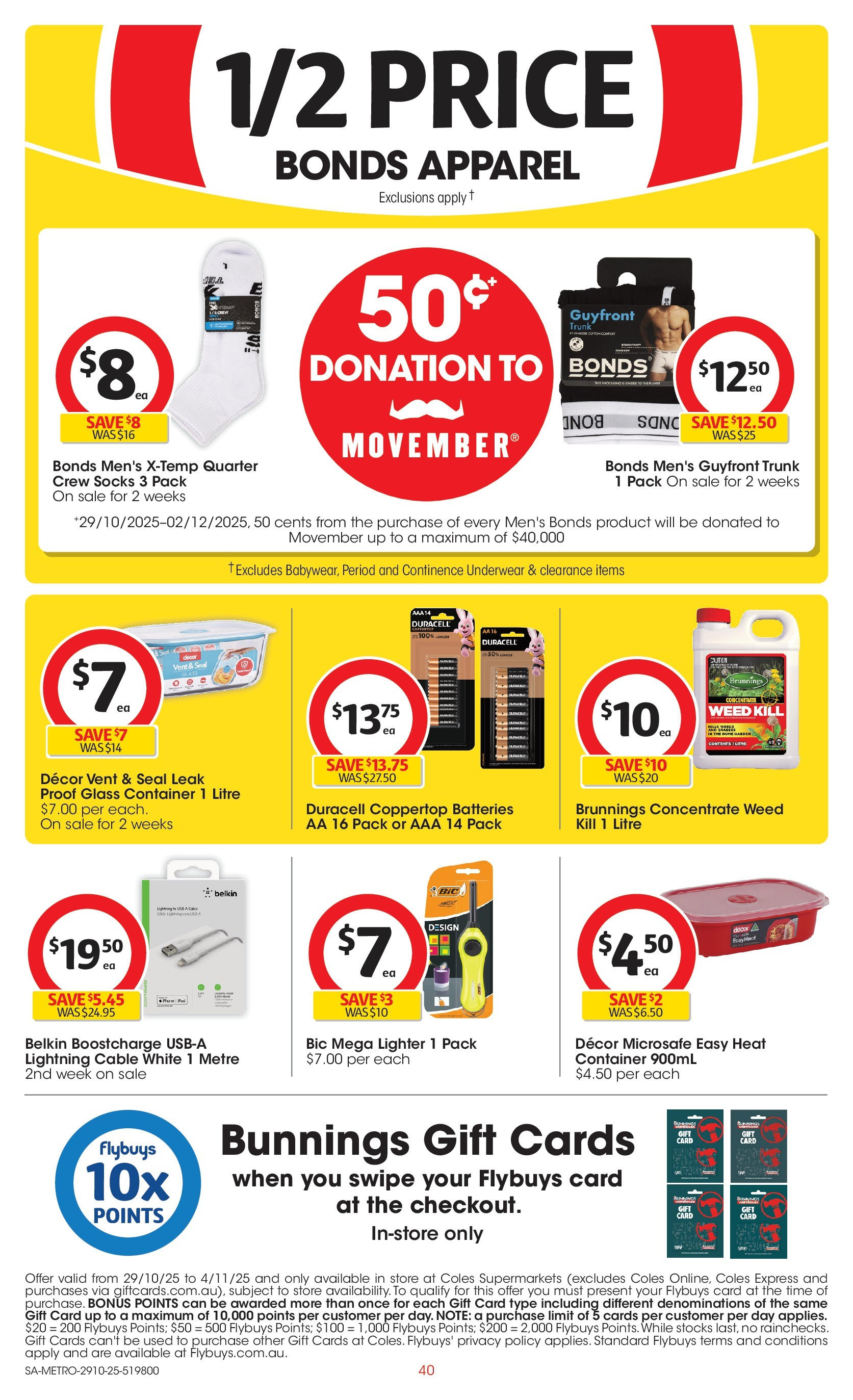 ﻿﻿Coles catalogue valid from 28/10/2025 > Online Australia | Page: 40 | Products: Decor, Underwear, Socks, Batteries