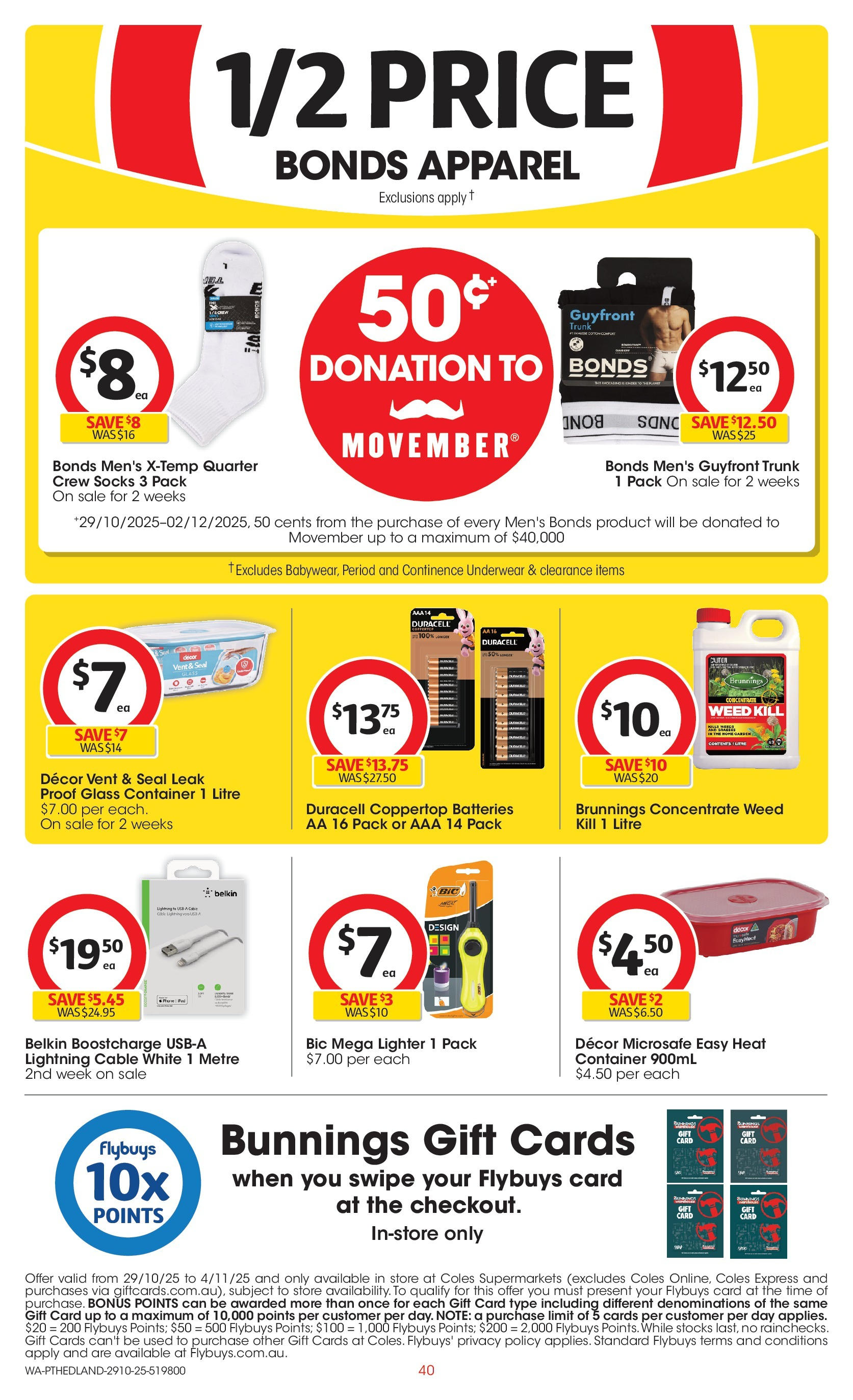 ﻿﻿Coles catalogue valid from 28/10/2025 > Online Australia | Page: 40 | Products: Decor, Weed, Socks, Cable