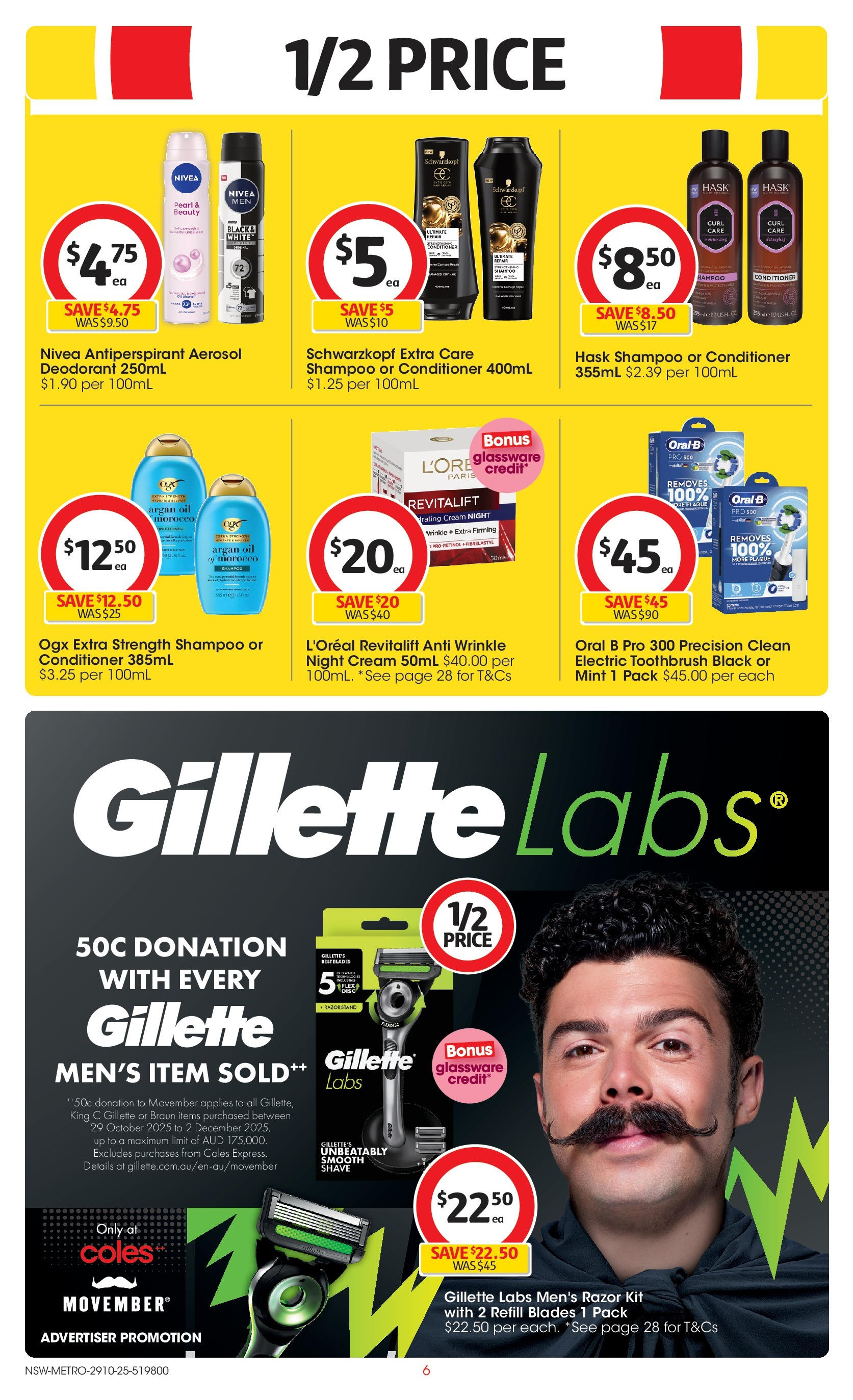 ﻿﻿Coles catalogue valid from 28/10/2025 > Online Australia | Page: 6 | Products: Shampoo, Oil, Deodorant, Night cream