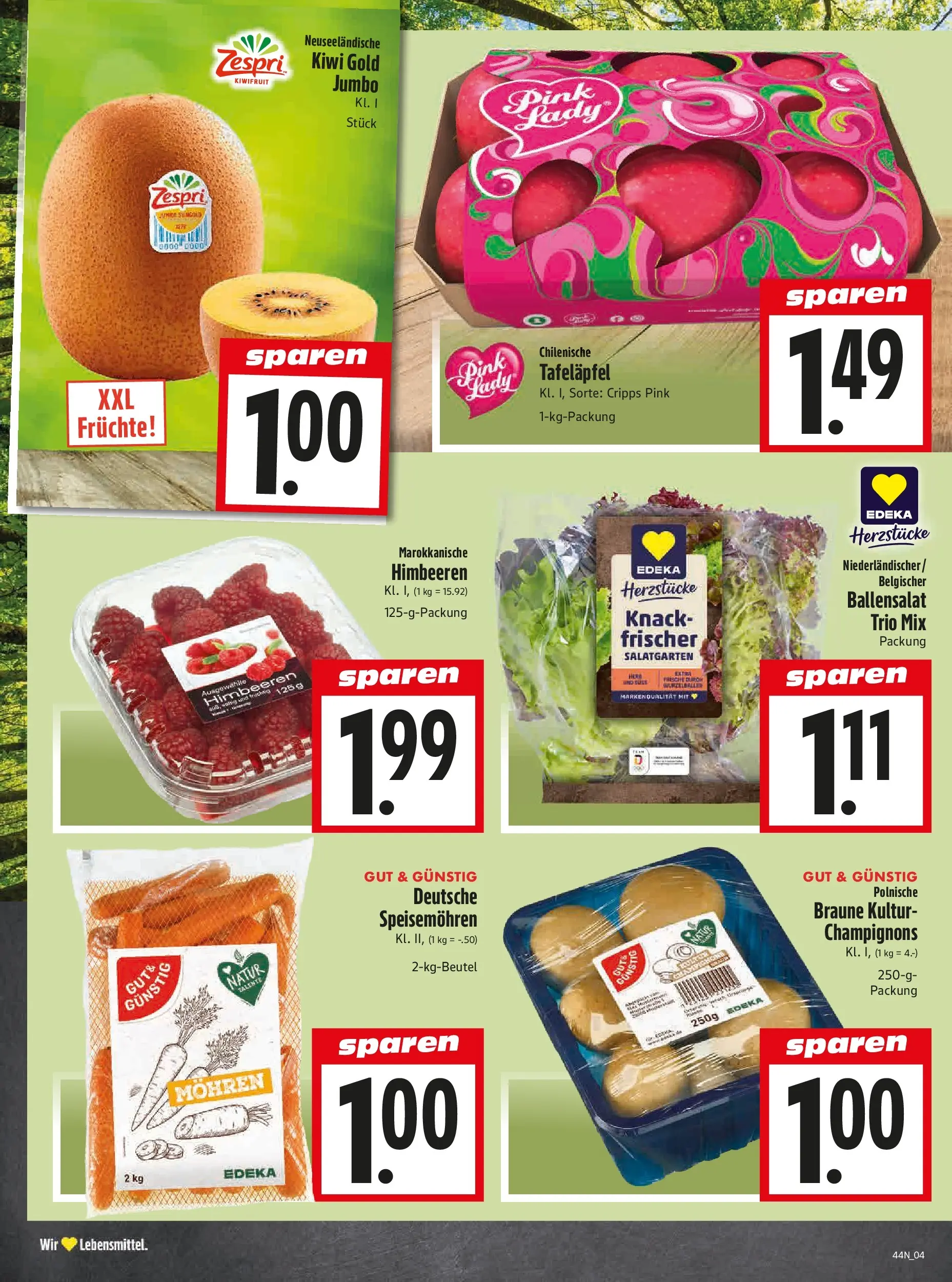 Entdecke - Edeka Hahner: Wochenangebote (ab 26.10.2025) zum Blättern | Seite: 6 | Produkte: Himbeeren, Mohren, Champignons, Kiwi