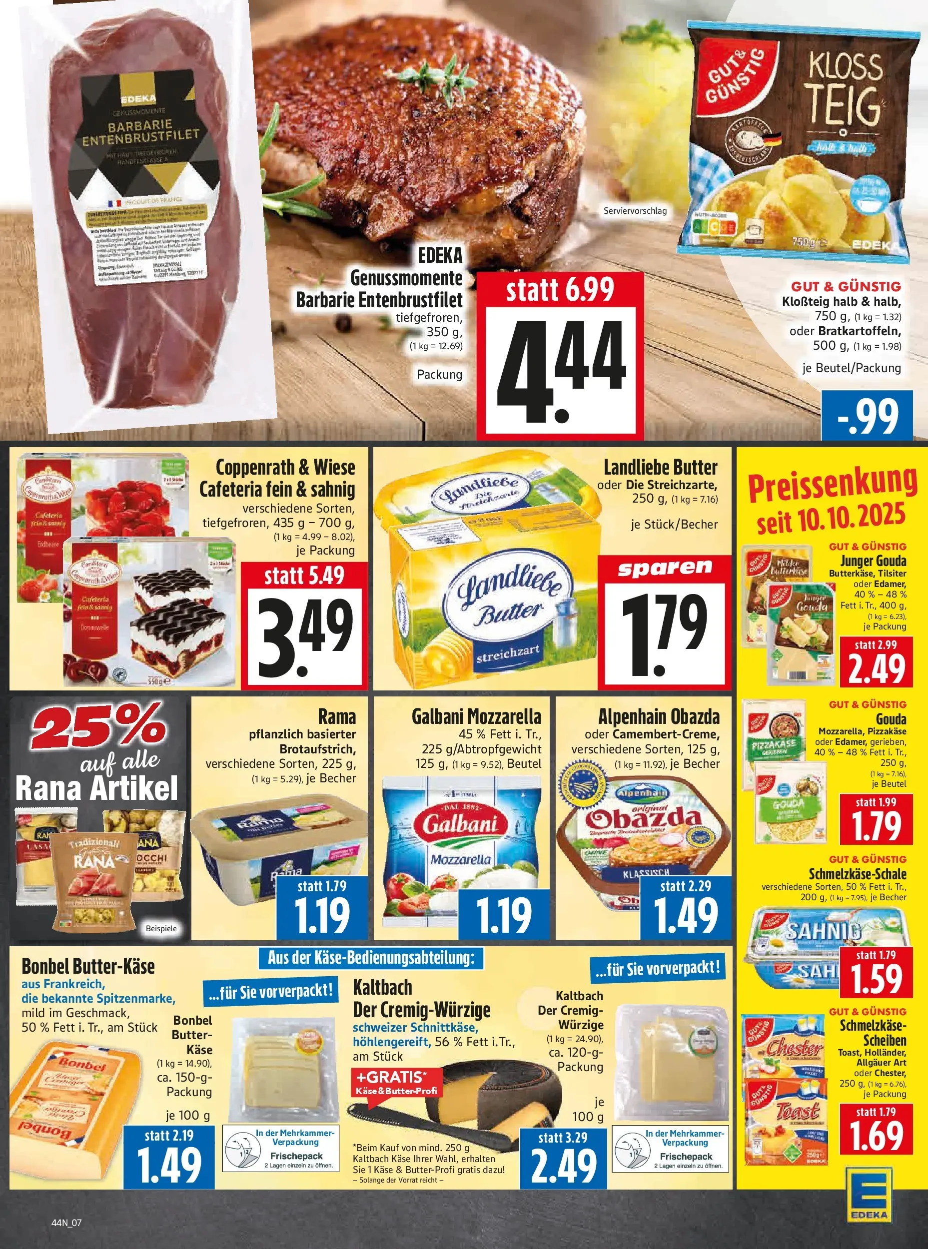 Entdecke - Edeka Hahner: Wochenangebote (ab 26.10.2025) zum Blättern | Seite: 9 | Produkte: Rama, Mozzarella, Gouda, Landliebe butter