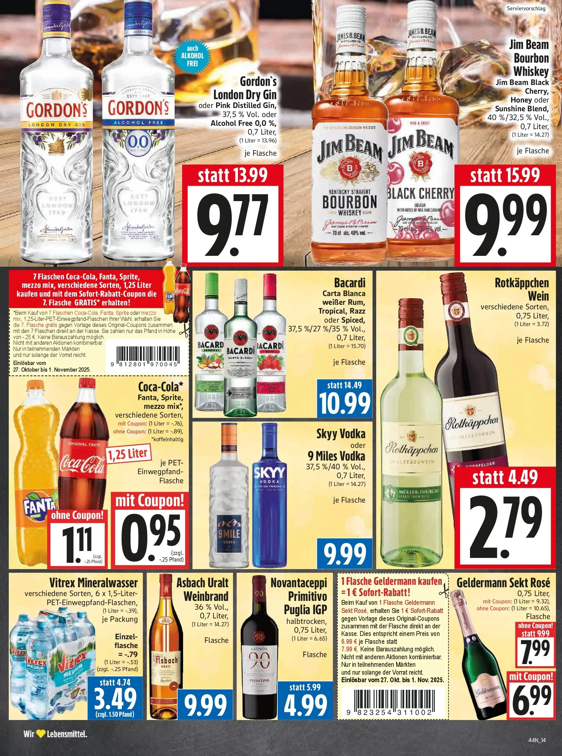 Entdecke - Edeka Hahner: Wochenangebote (ab 26.10.2025) zum Blättern | Seite: 16 | Produkte: Bacardi, Sprite, Vodka, Gin