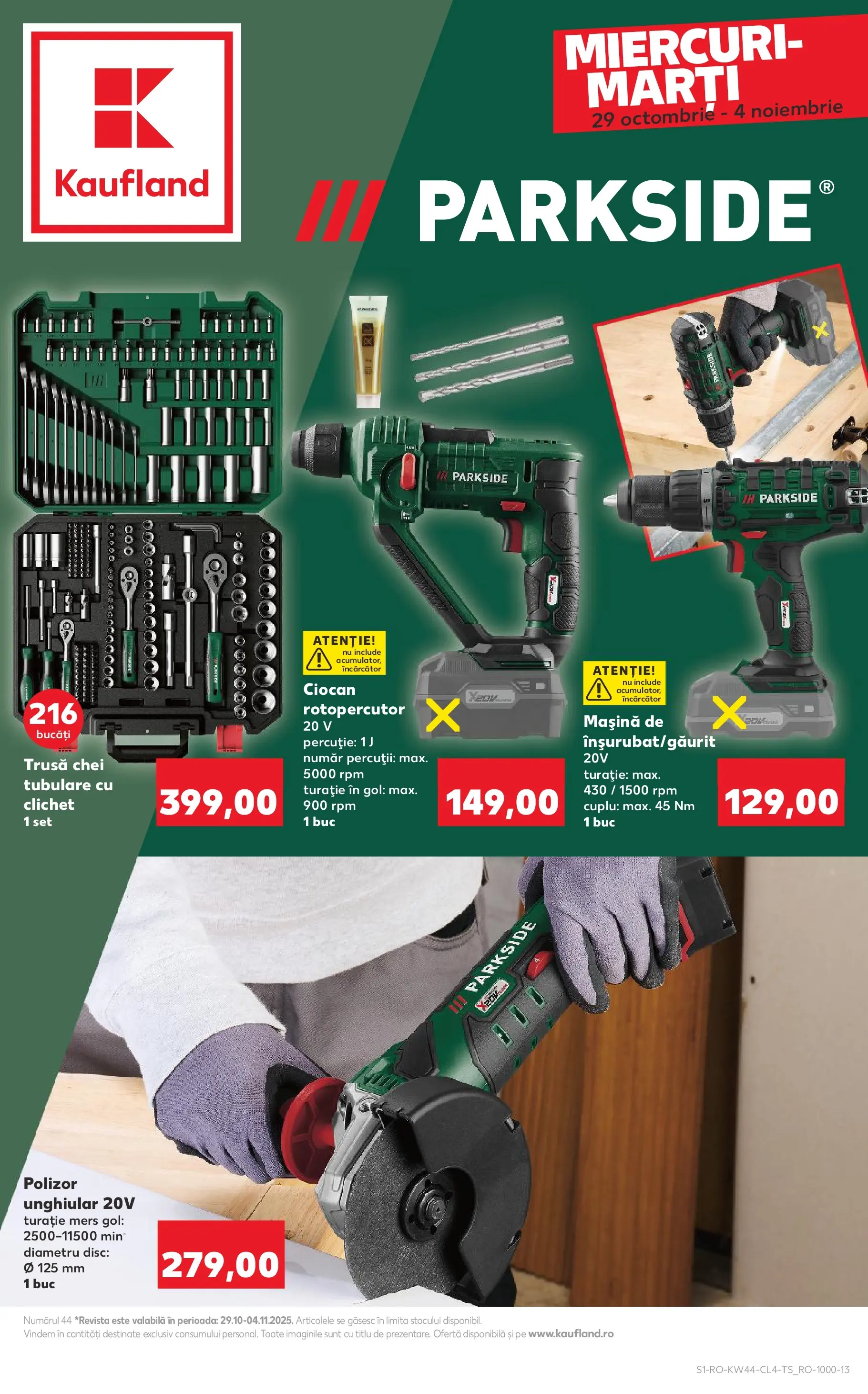 Catalog Kaufland - Constanța 29.10.2025 - Revista si Oferta | Pagină: 1 | Produse: Încărcător, Ciocan rotopercutor, Disc, Polizor