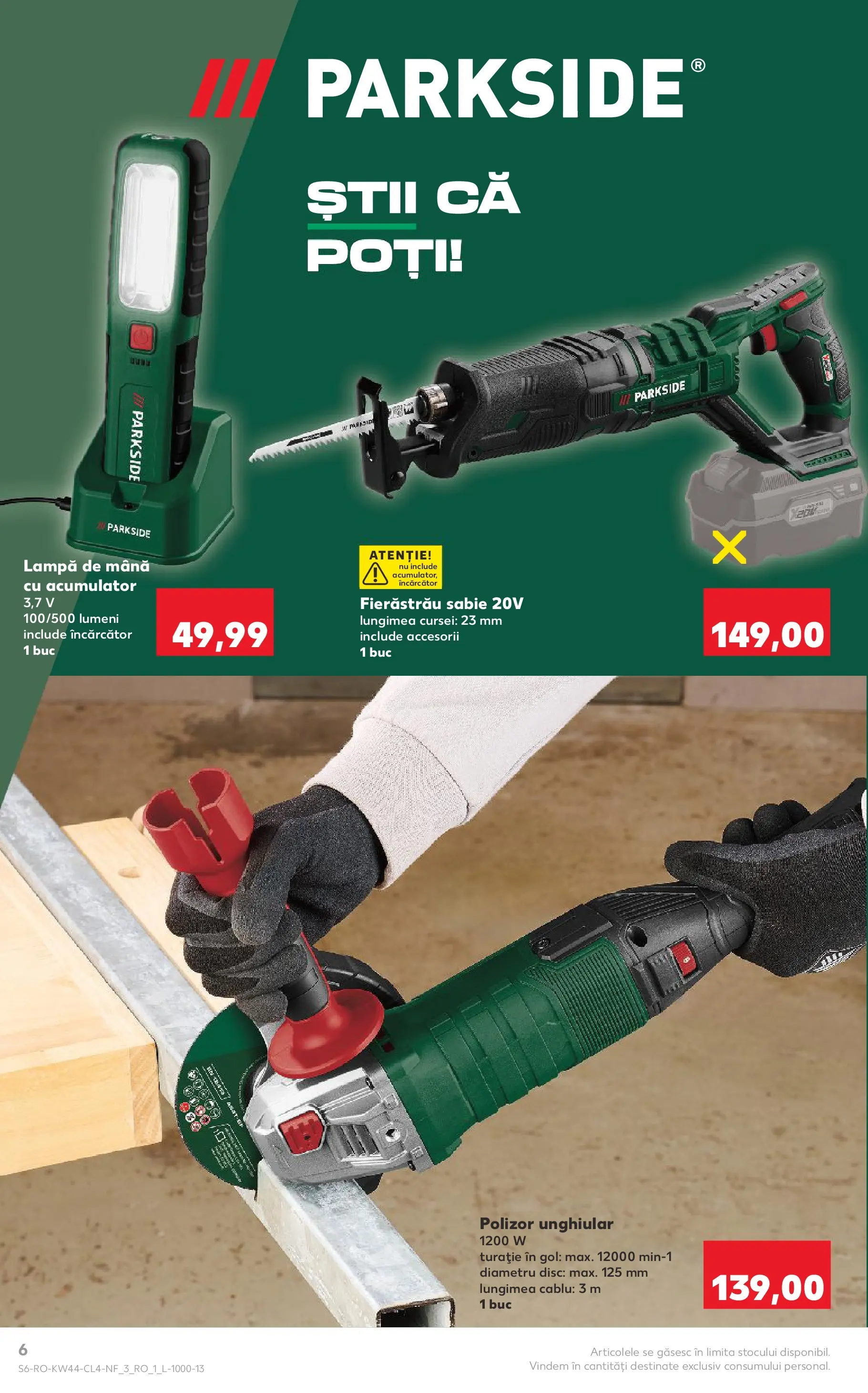 Catalog Kaufland - Constanța 29.10.2025 - Revista si Oferta | Pagină: 6 | Produse: Încărcător, Disc, Polizor, Lampă