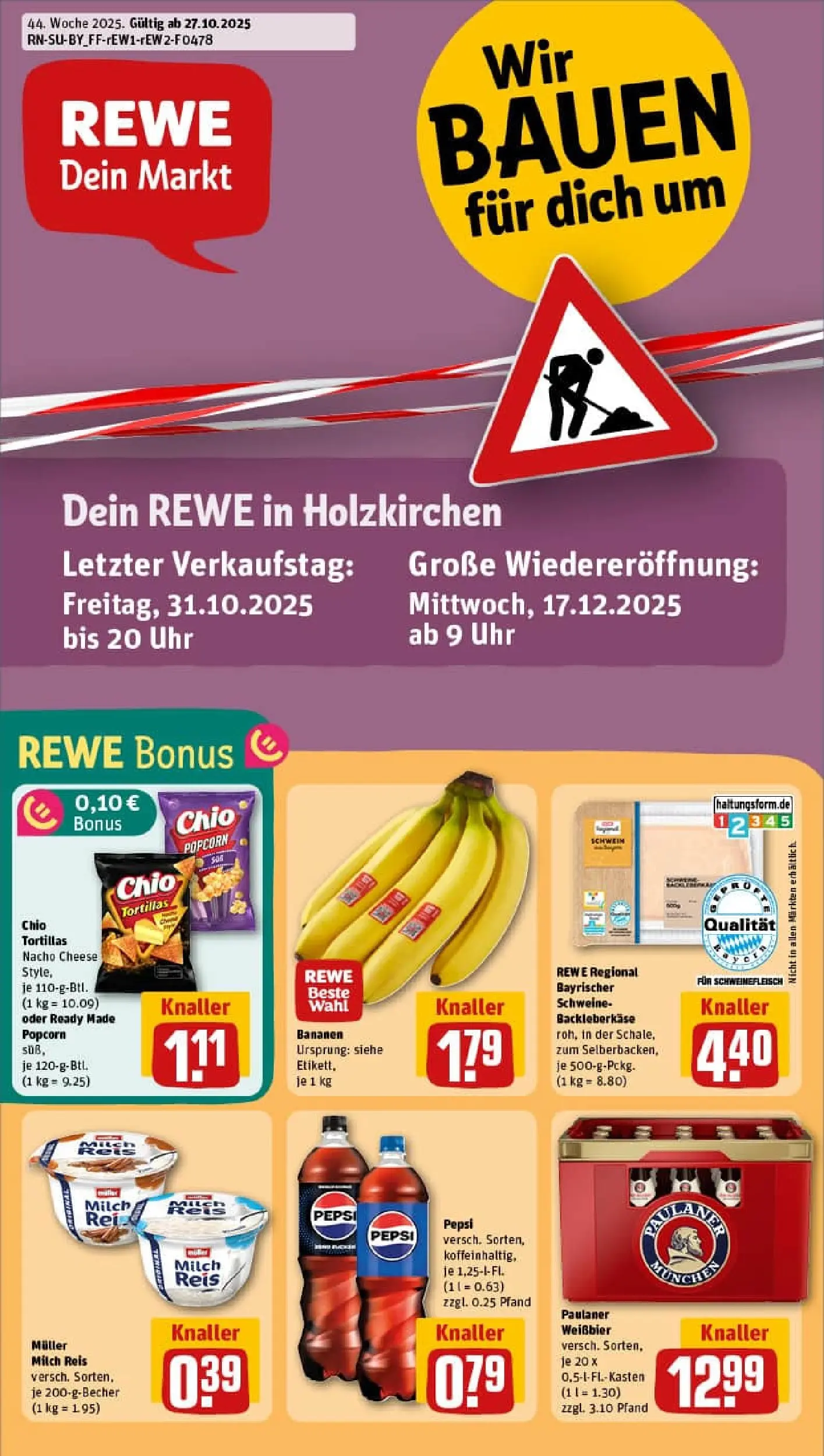 REWE Prospekt ab 26.10.2025 zum Blättern » Angebote | Seite: 1 | Produkte: Pepsi, Reis, Chips, Uhr