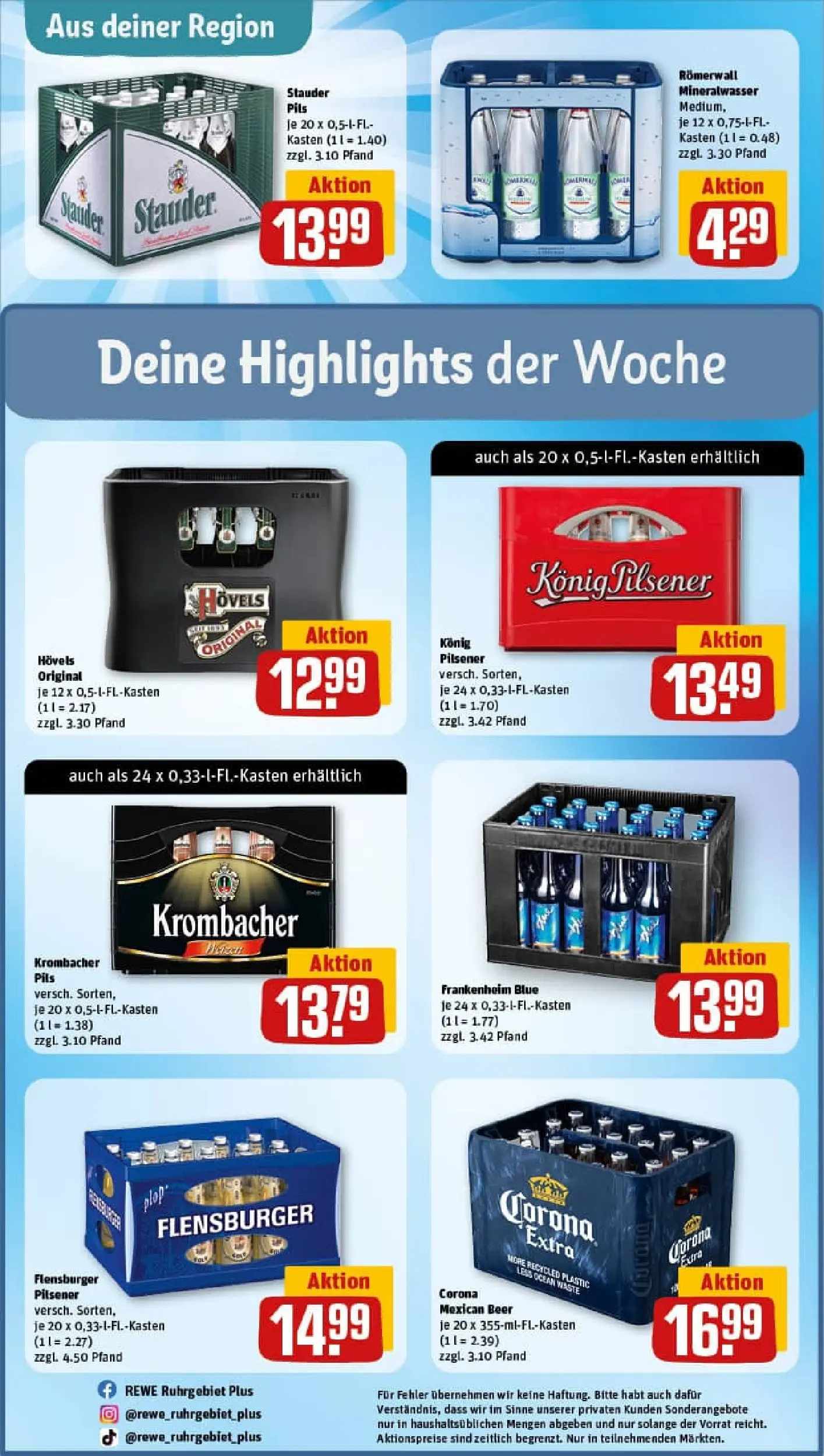 REWE Prospekt ab 26.10.2025 zum Blättern » Angebote | Seite: 34 | Produkte: Konig pilsener, Pils, Mineralwasser, Krombacher