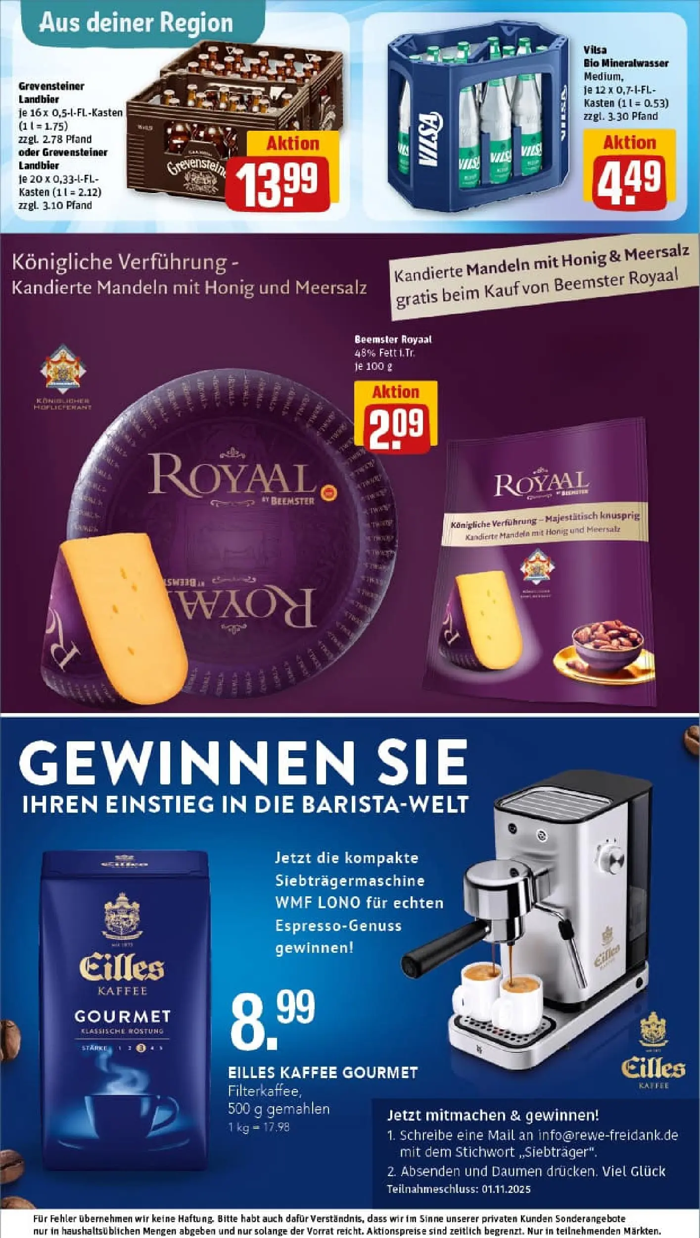 REWE Prospekt ab 26.10.2025 zum Blättern » Angebote | Seite: 35 | Produkte: Kaffee, Eilles kaffee, Mandeln, Mineralwasser