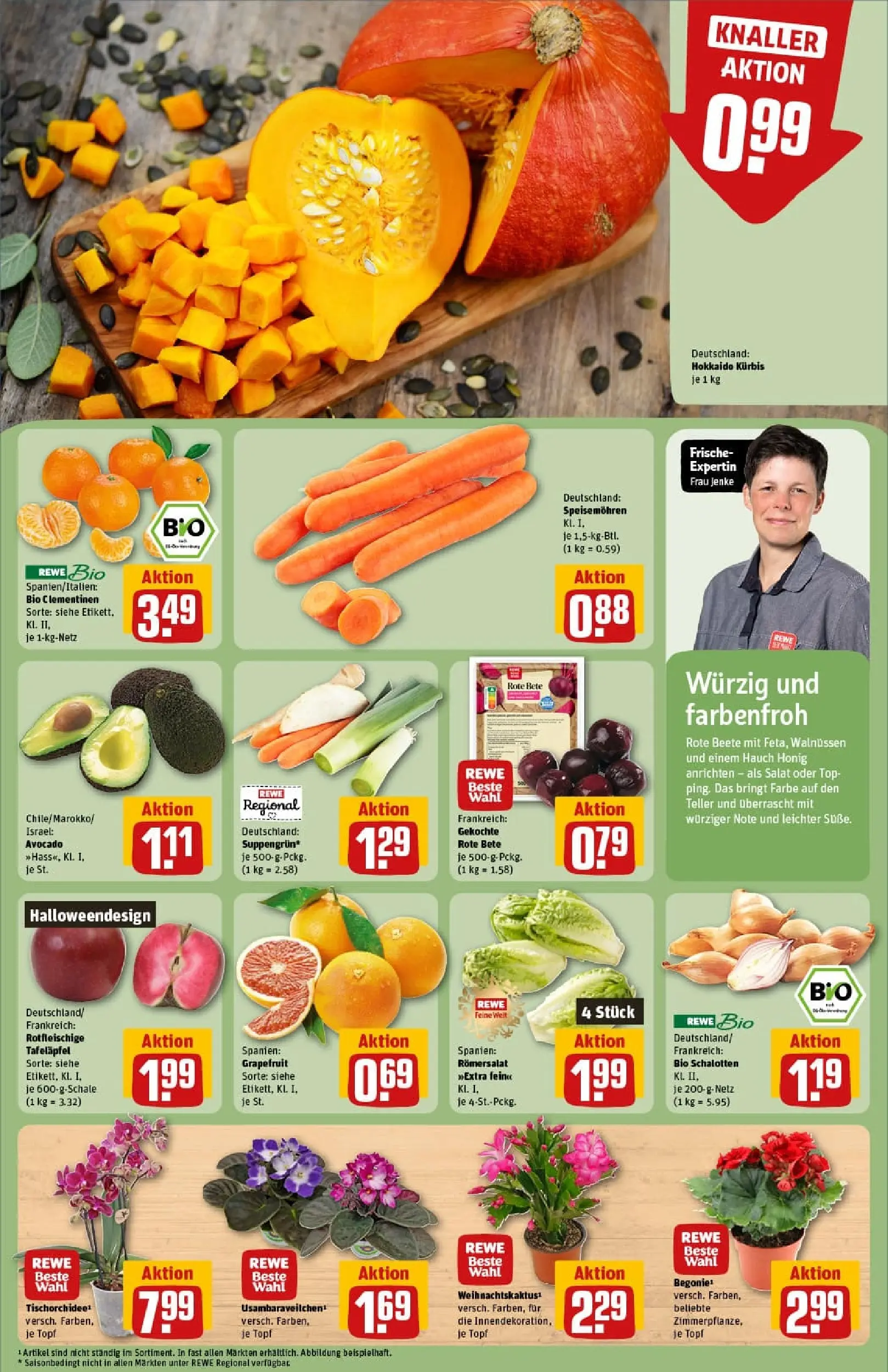REWE Prospekt ab 26.10.2025 zum Blättern » Angebote | Seite: 9 | Produkte: Grapefruit, Rote Beete, Kürbis, Salat