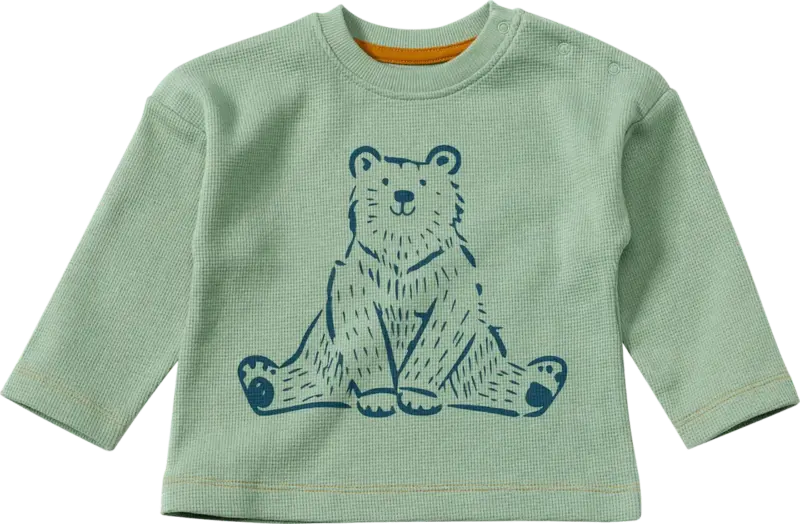 ALANA Pullover mit Waffel-Struktur & Bären-Motiv, grün, Gr. 80